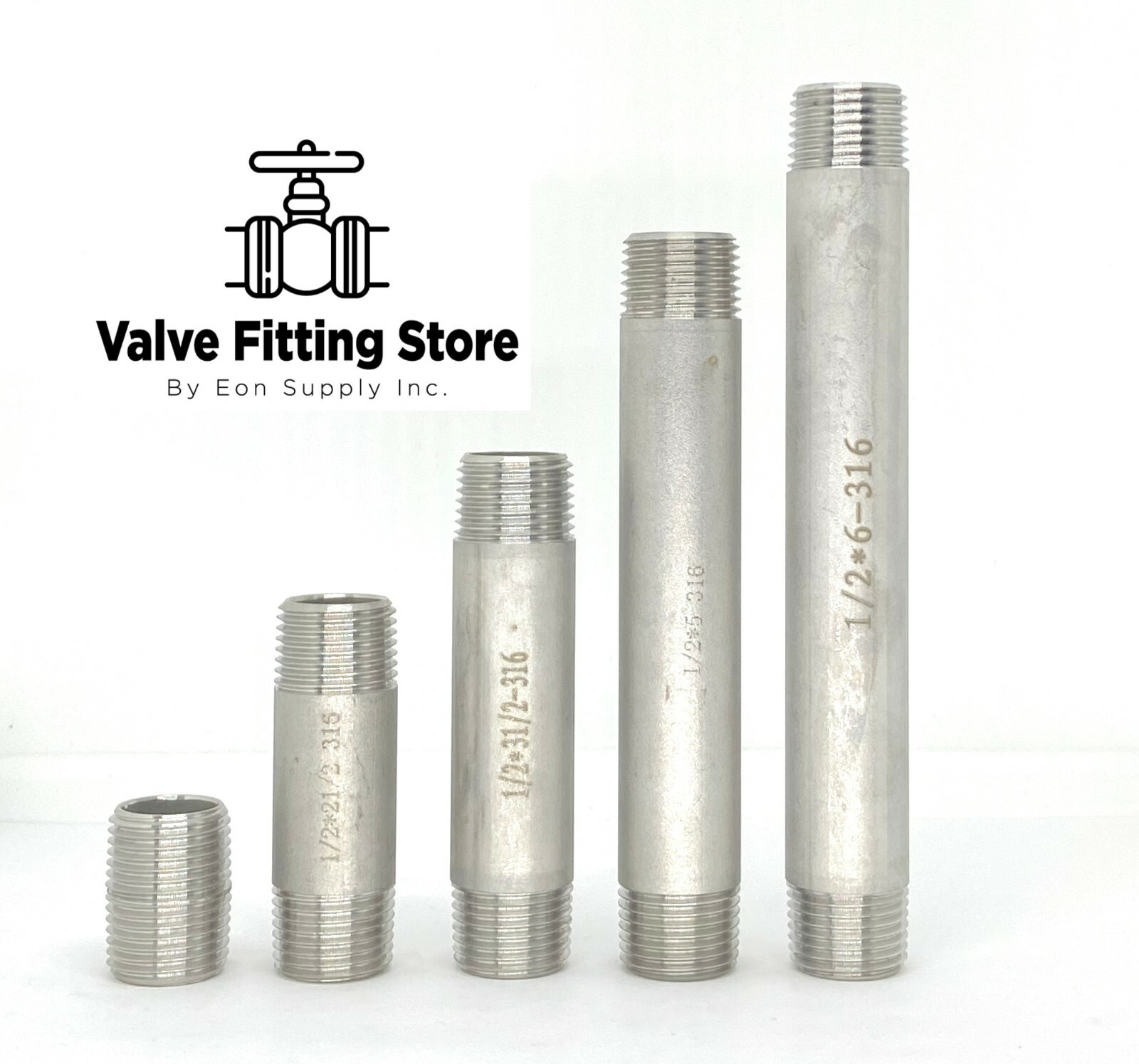 1/2″ inch Long PIPE NIPPLE NPT Stainless Steel 316 ALL Length Barrel Nipple