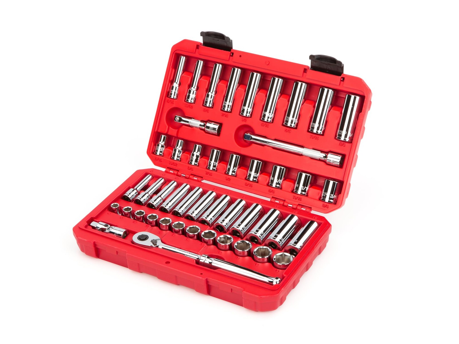 TEKTON 3/8 Inch Drive 6-Point Socket and Ratchet Set, 46-Piece (8-19 mm), 0