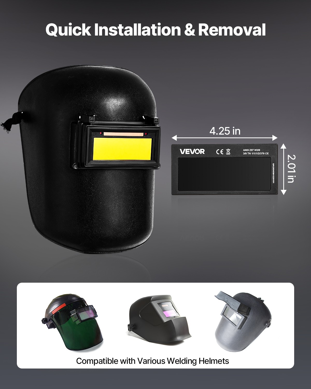 VEVOR Auto Darkening Welding Lens 4.25″ x 2″ Shade 10 True Color Welding Lens