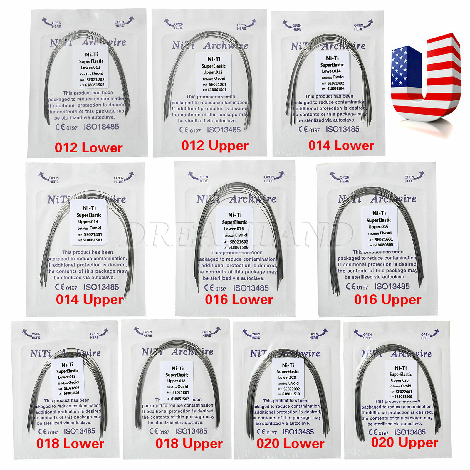 10 Packs Dental Orthodontic Arch Wire Super Elastic Niti Round Form TX