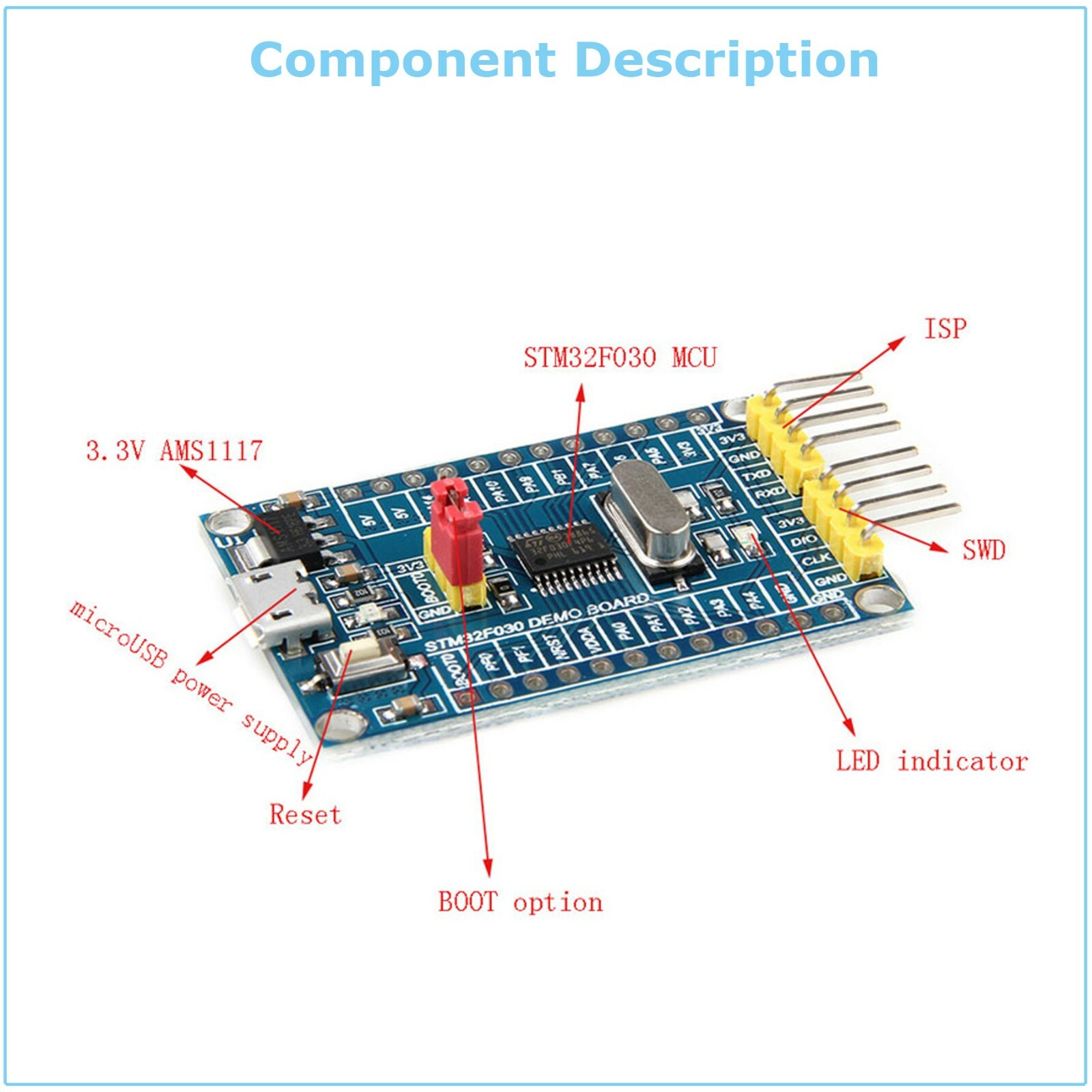 STM32F030F4P6 CORTEX-M0 ARM 32 Bit 48 MHz Core Mini System Development Board USB