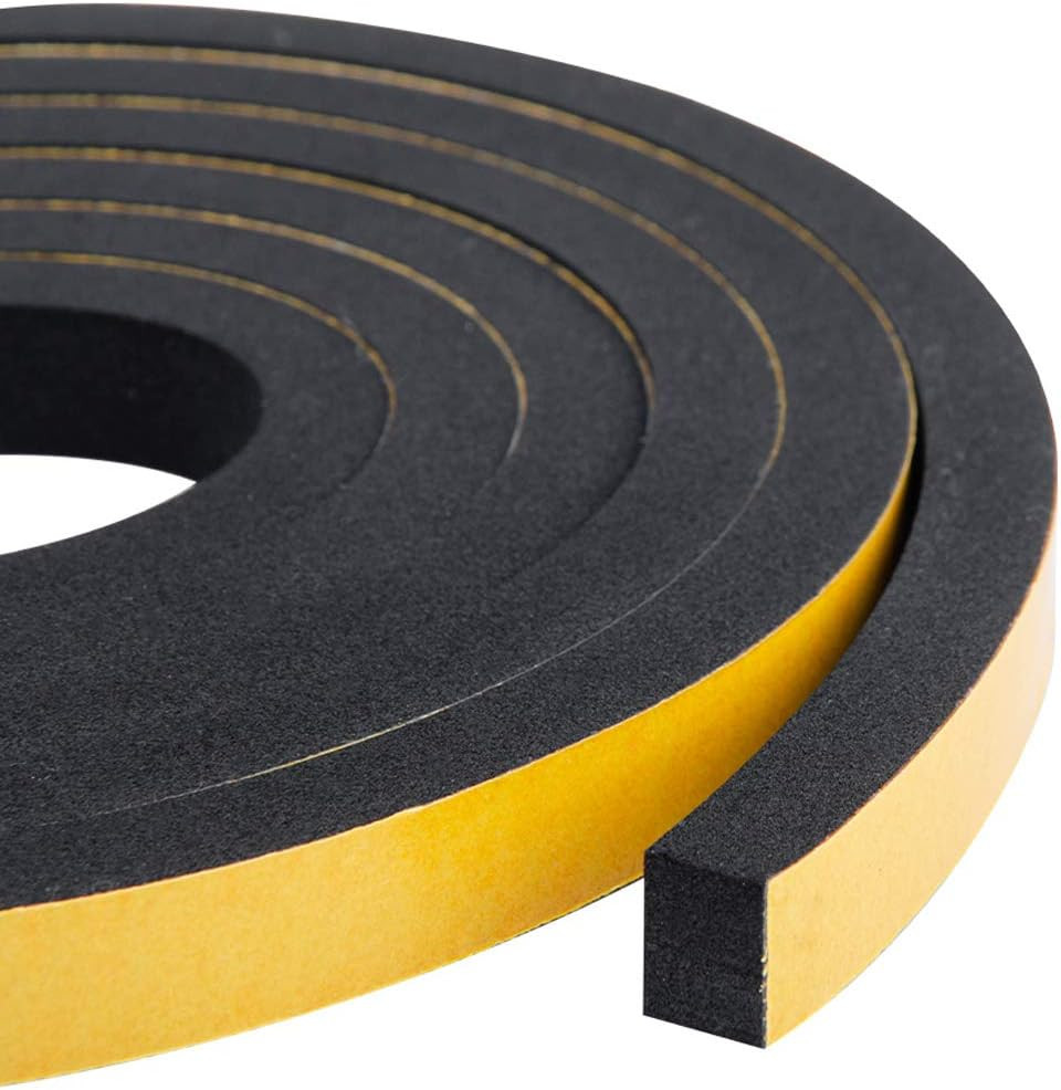 High Density Foam Tape 2-Pack, 1/2 Inch Wide X 3/8 Inch Thick, Self-Adhesive Neo