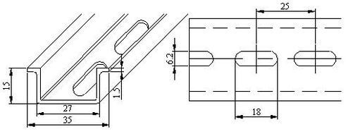 New DIN Rail Slotted Steel, Pre-Cut 35mm x 15mm, 125 mm (~5 (4.9) Inch) Long