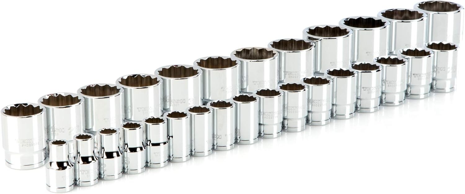 1/2 Inch Drive 12-Point Socket Set, 29-Piece (10-38 mm) TEKTON