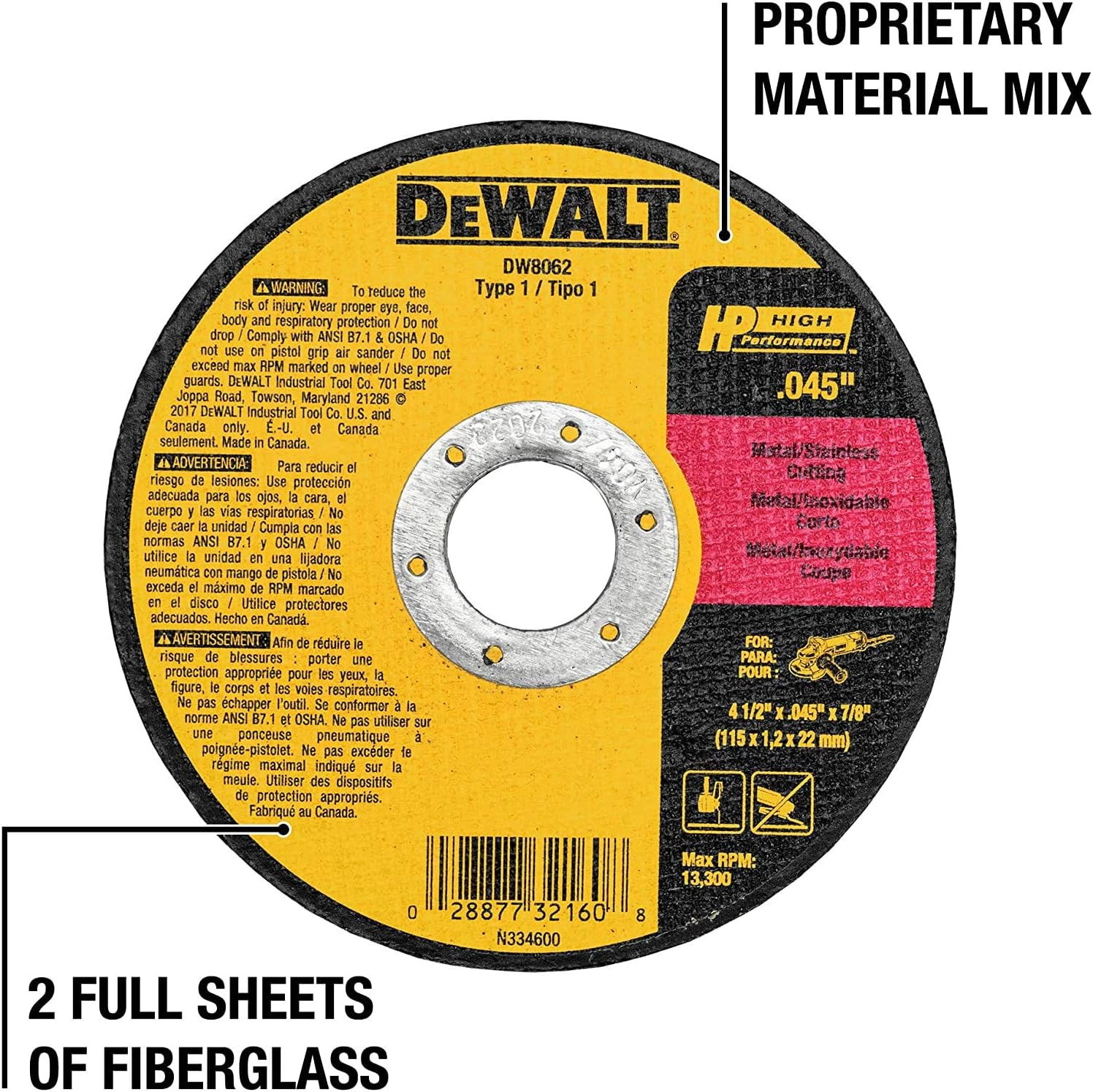 4-1/2 Inch Cut-Off Wheel, Angle Grinder Cutting Disc, General Purpose, 5-Pack (D
