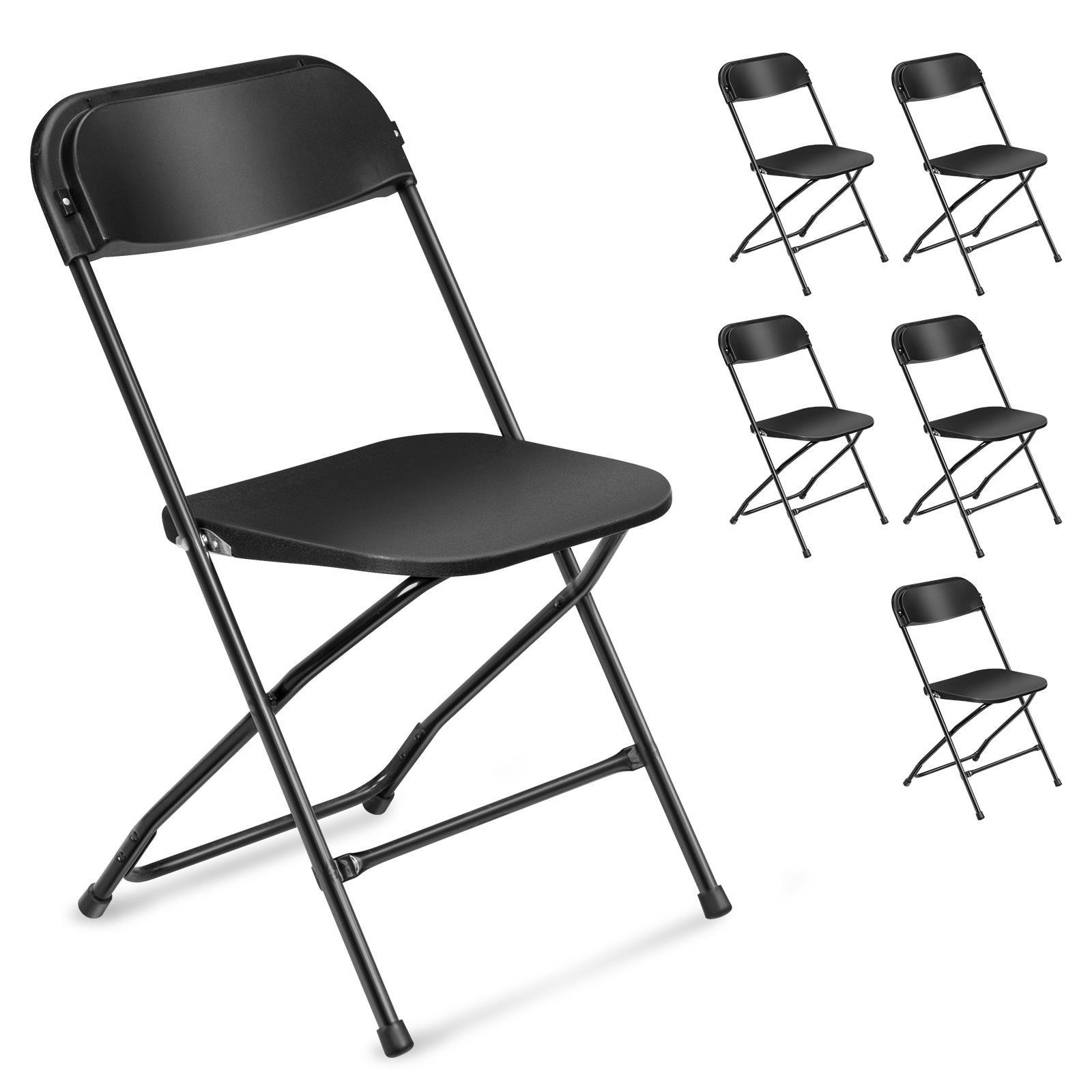 12 PCS Folding Plastic Chair Wedding Party Outdoor Indoor 360 LBS Capacity Black