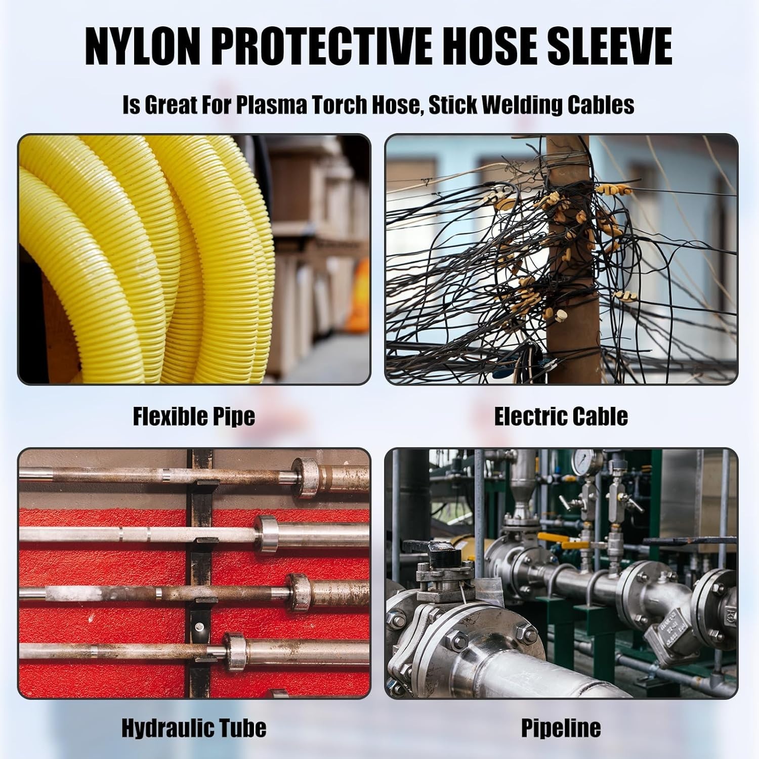 33ft Nylon Hydraulic Hose Protector Sleeve Black Protective Sheath Cable Wrap