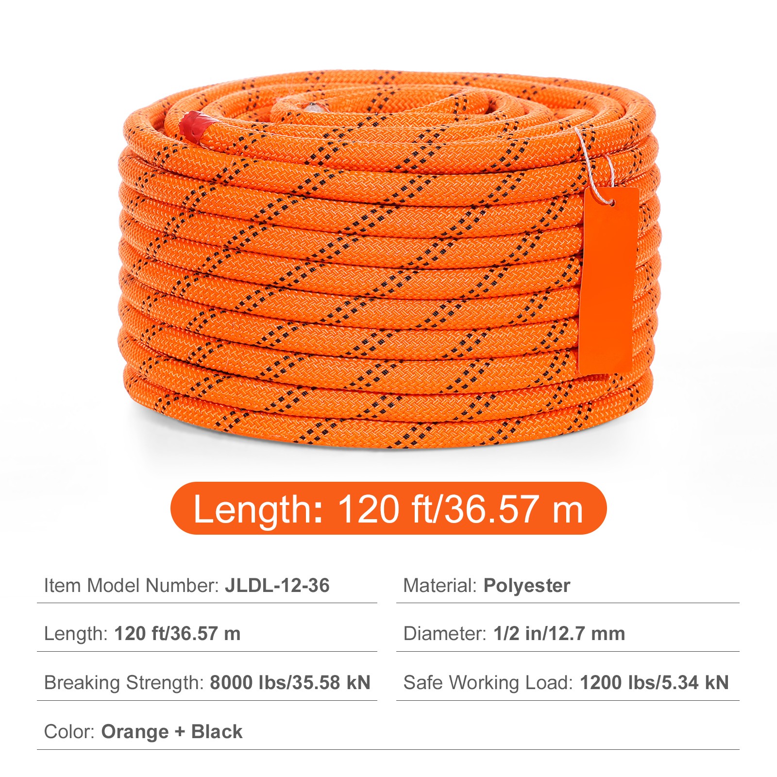Uimoso Arborist Tree Climbing Rope 220ft Double Braid Polyester 1/2″ 3/4″ 3/8″