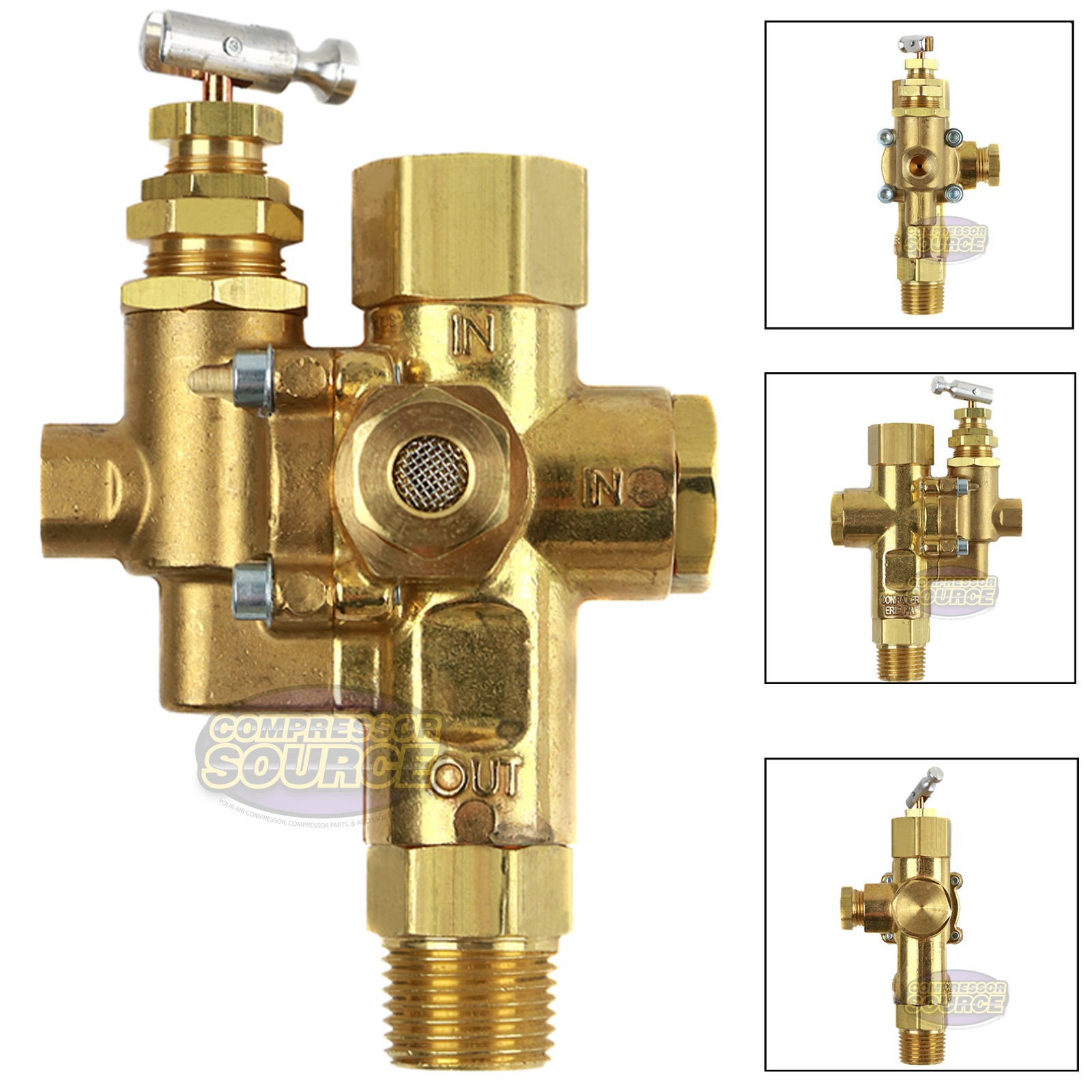 Gas Air Compressor Pilot Check Valve Combo 100-125 PSI with Unloader