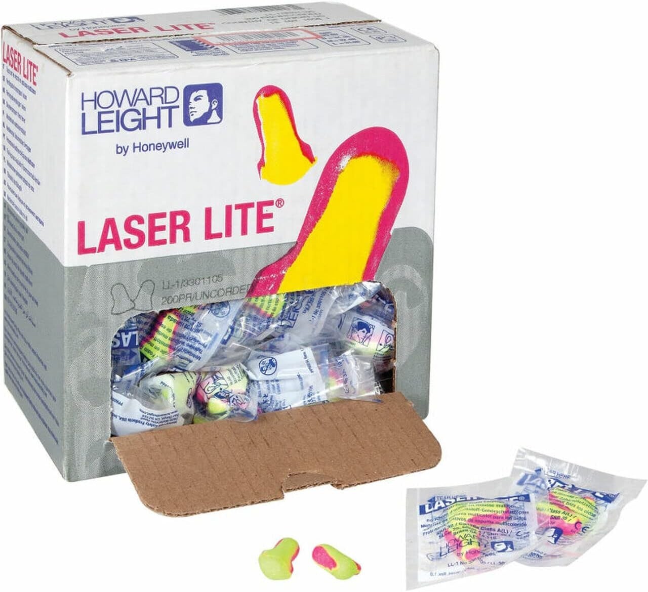 Howard Leight Laser Lite LL-1 Honeywell Disposable Ear Plugs No Cord – 200 Pair