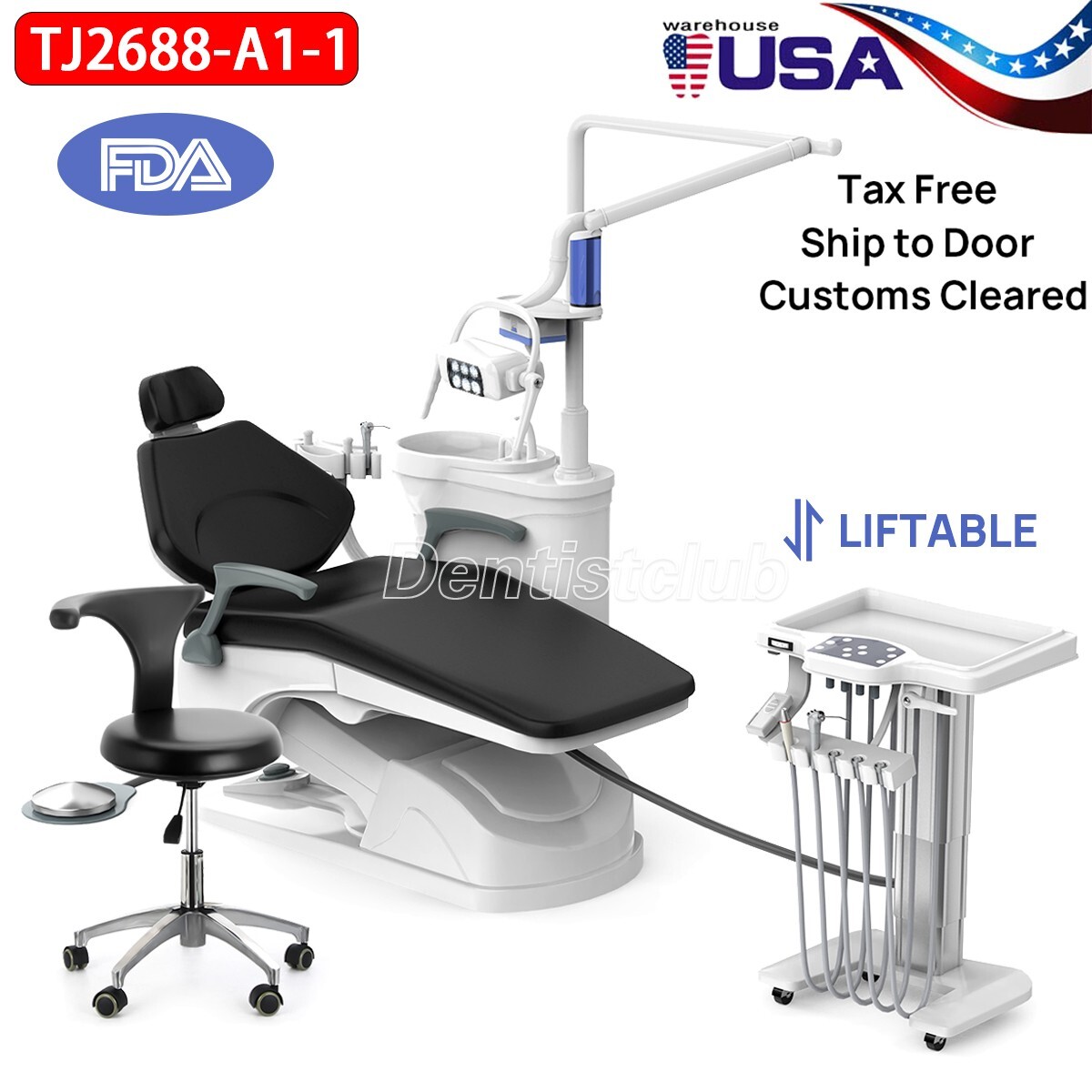 Integral Dental Unit Chair Computer Controlled DC Motor High Class PU Leather
