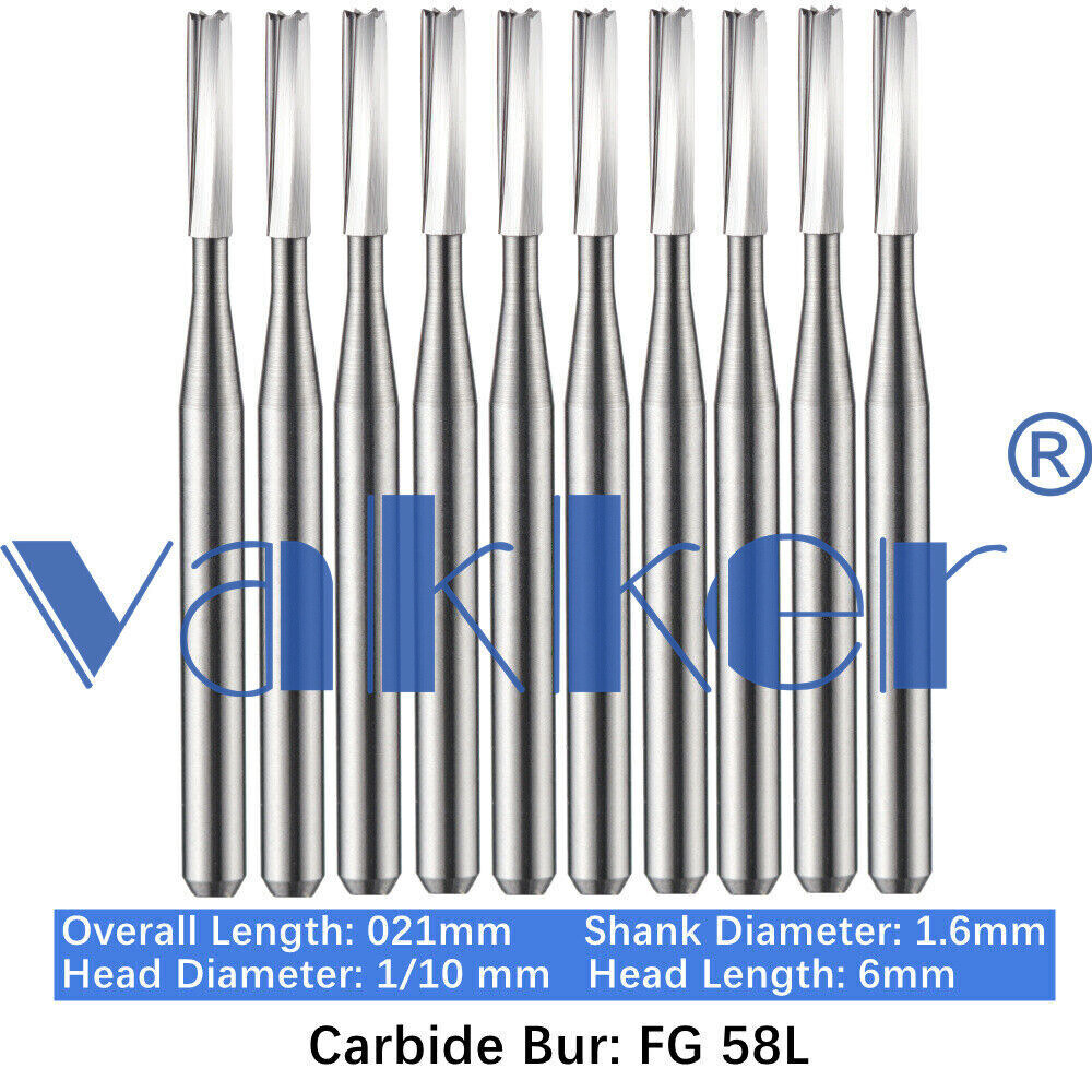 10/Pack Dental Tungsten Carbide Friction Grip Long Carbide Burs 21mm High Speed