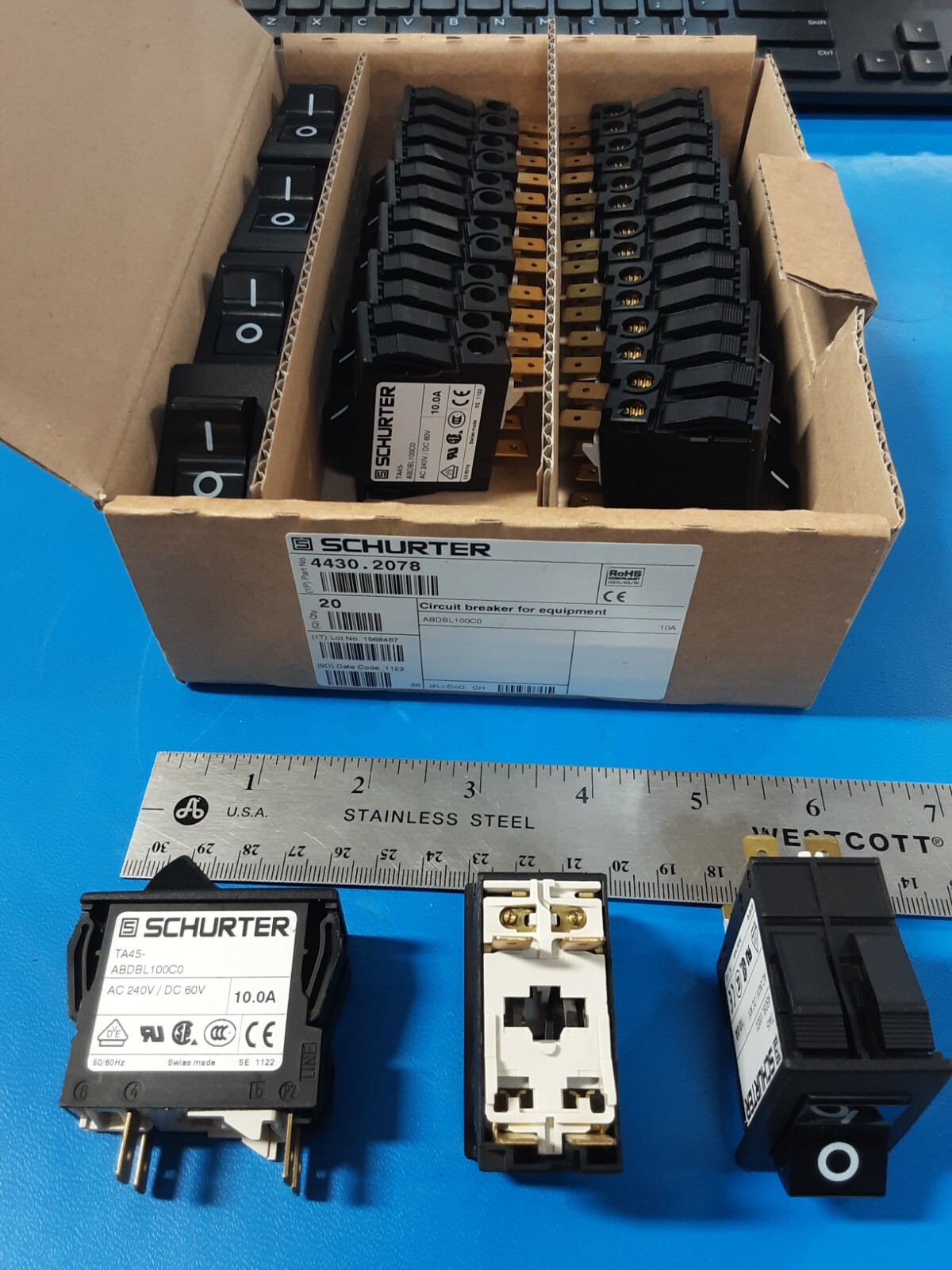 SCHURTER 4430.2078 Circuit Breaker TA45-ABDBL100C0 ; AC 240V / DC 60V; 10.0…