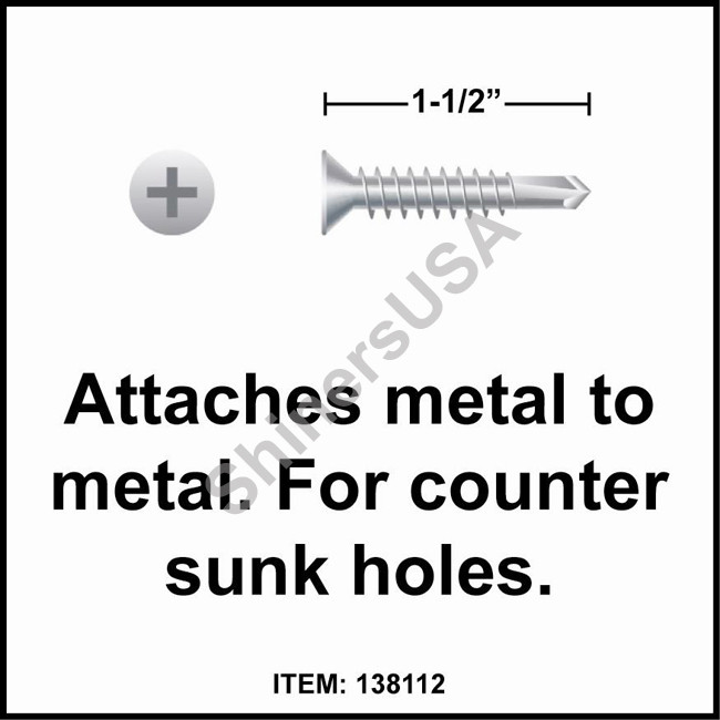 (2500) 410 Stainless Screw 10-16 x 1-1/2 TEK 3 Phillips Flat Head #138112
