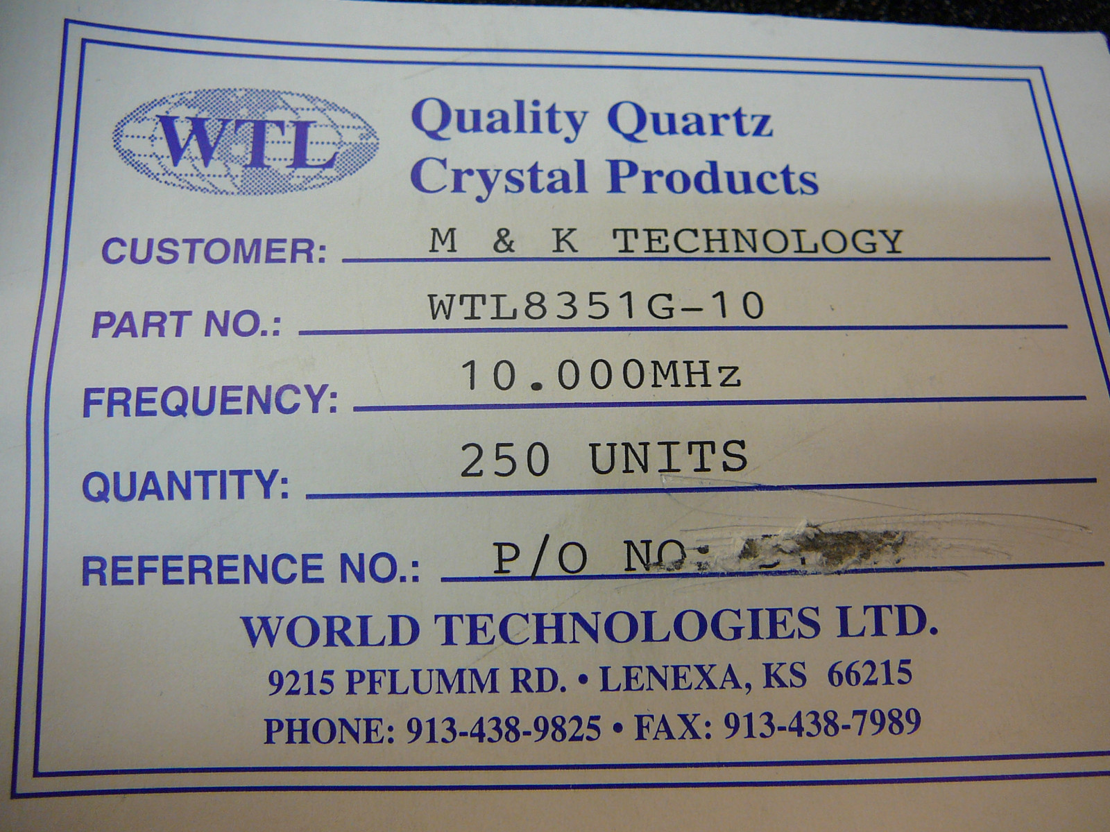 WTL Temperature Compensated Crystal Oscillator TXCO 10.000MHz *NEW* Qty.1