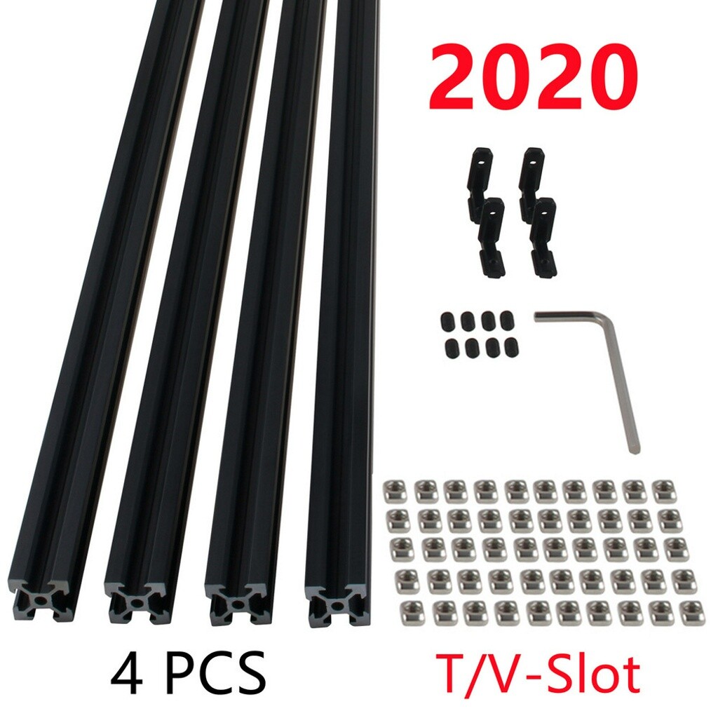 4PCS Black 2020 V-Slot Aluminum Extrusion For CNC 3D Printer 300-1000mm