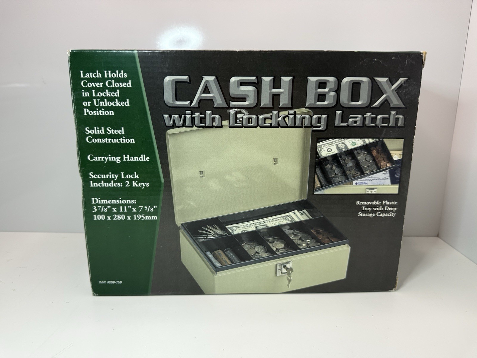 NEW Steel Cash Box w/ Lock & 2 Keys – Money Safe Coin Tray Organizer