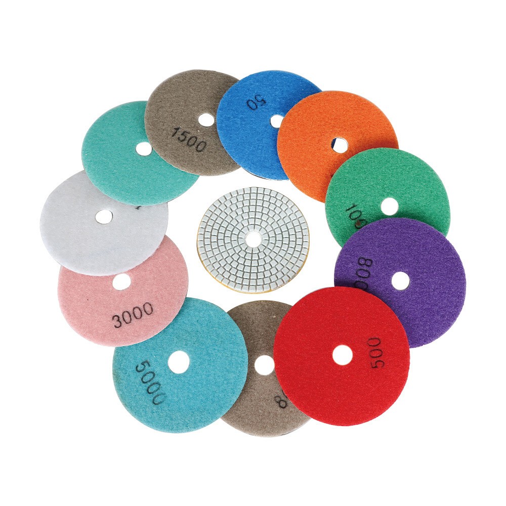 LABLT 14 PCS 4Inch Diamond Polishing Pads Kit with 2PCS 5/8’’-11 Backer Pad