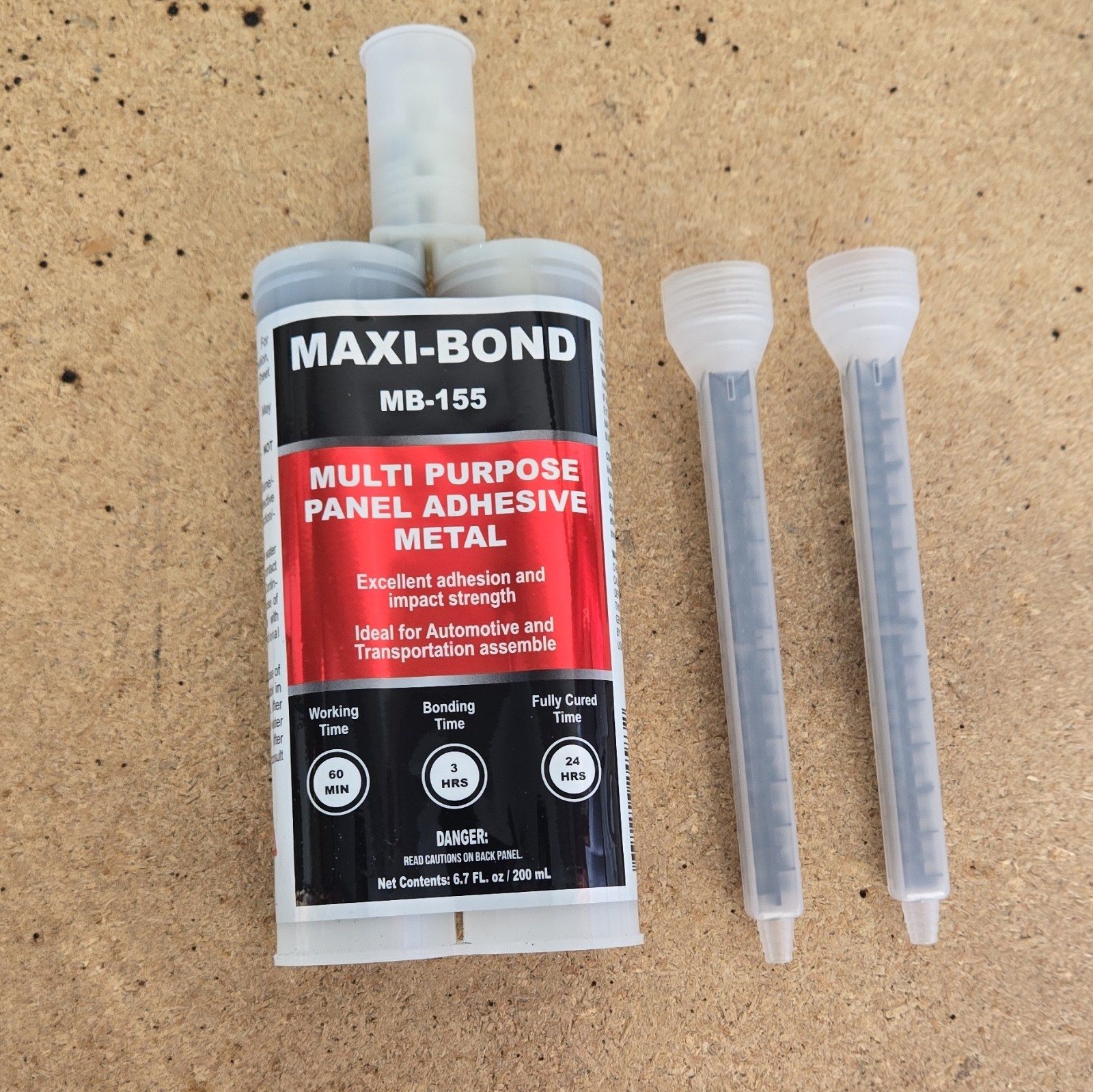 MAXI-BOND MB-155 Multi Purpose Panel Adhesive Metal 200mL with 2 Mixing Nozzles