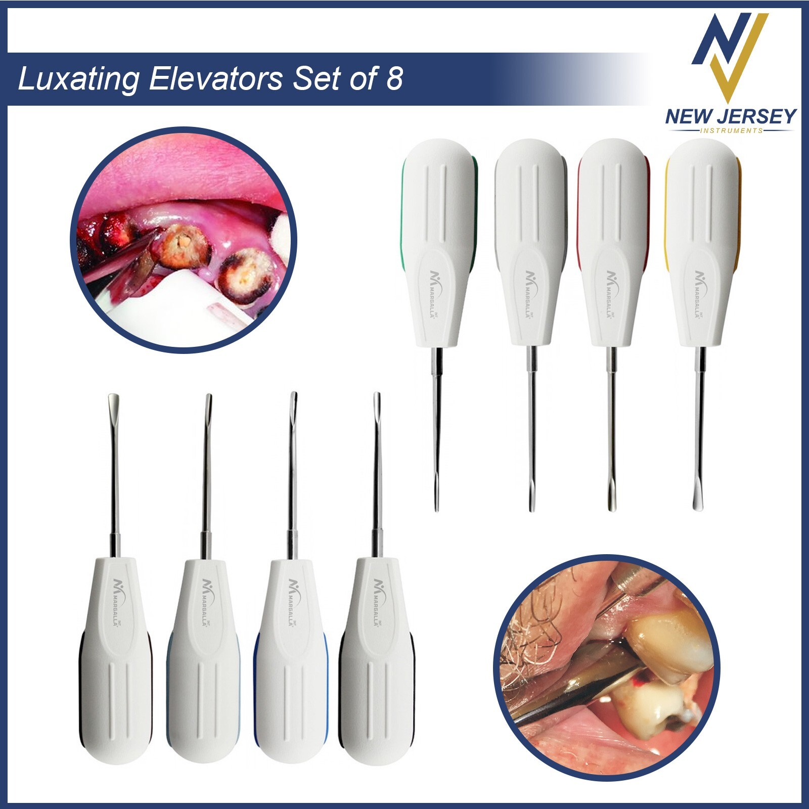 Set Of 8 Luxating Root Elevators Oral Surgery Tooth Extracting Extraction Dental