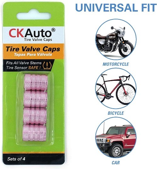 Tire Valve Stem Caps, Pink, 4 pcs/Pack, Anodized Aluminum Tire Valve Cap Pink