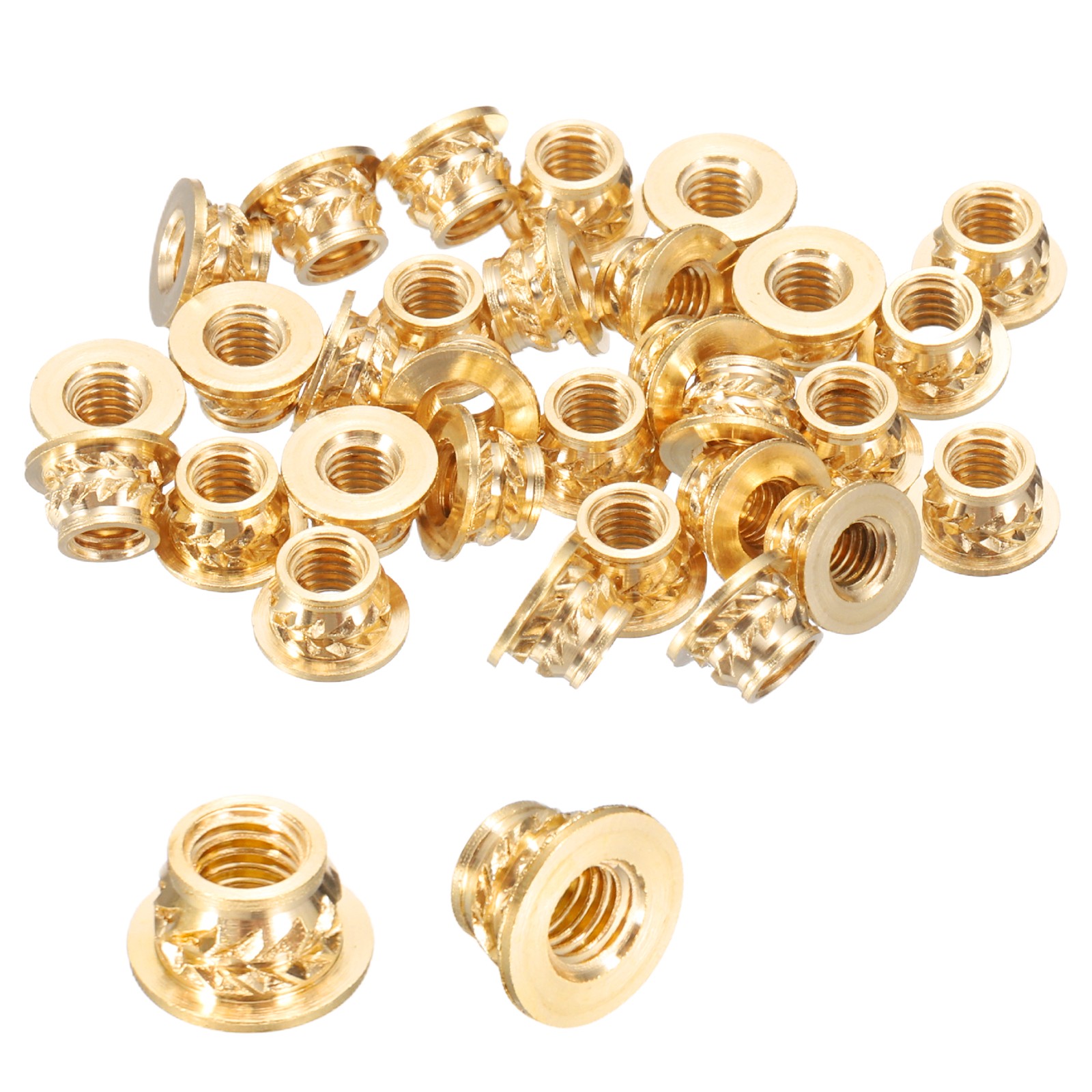 50 Pcs M3 x 3.5mm H x 4.6mm OD Brass Knurled Flange Threaded Inserts