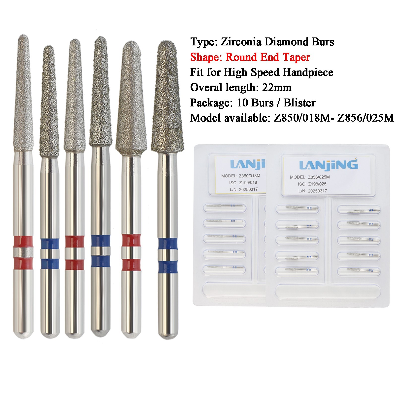 Zirconia Diamond Burs Dental FG High Speed Burr Football Round Fine Medium Grit