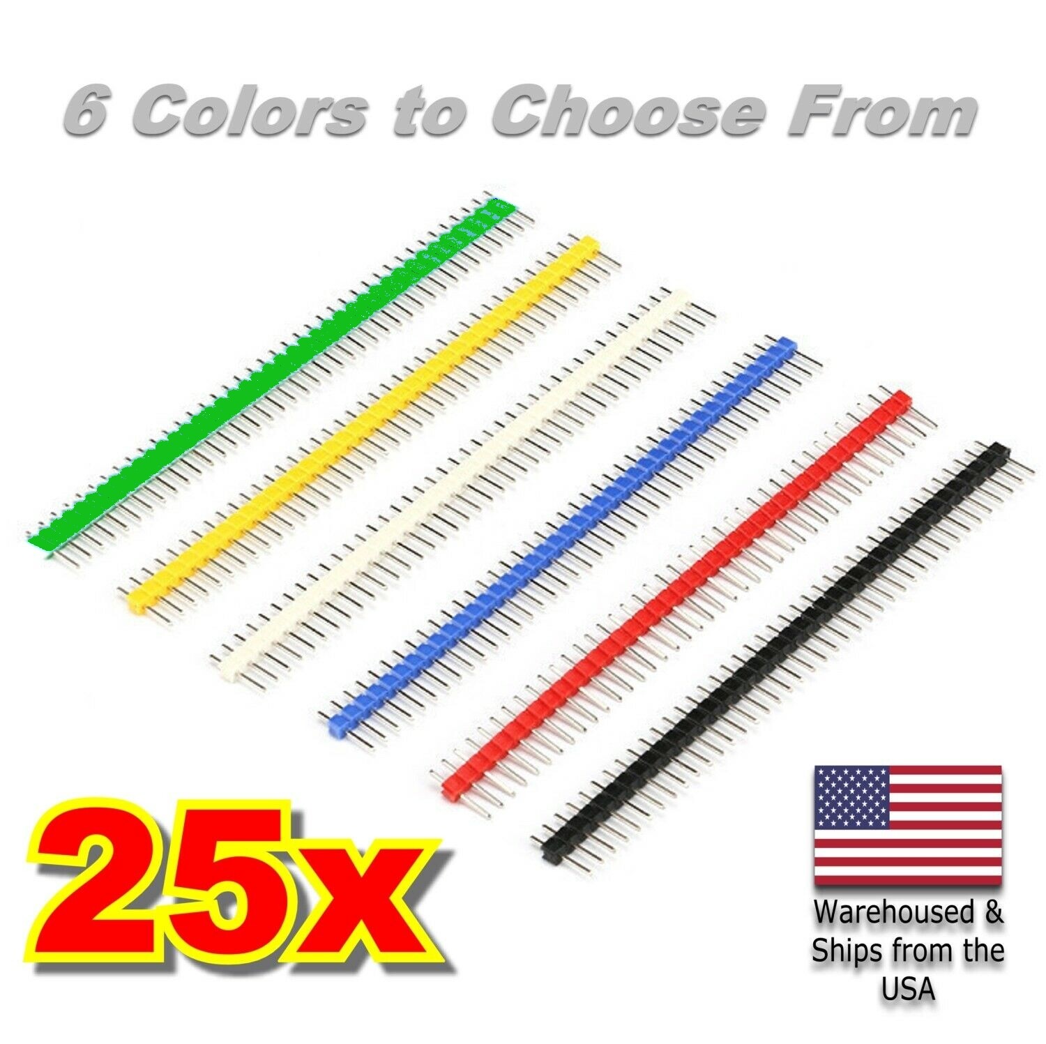 25PCS 40Pin 2.54mm Single Row Straight Male Pin Header Strip For PCB Arduino