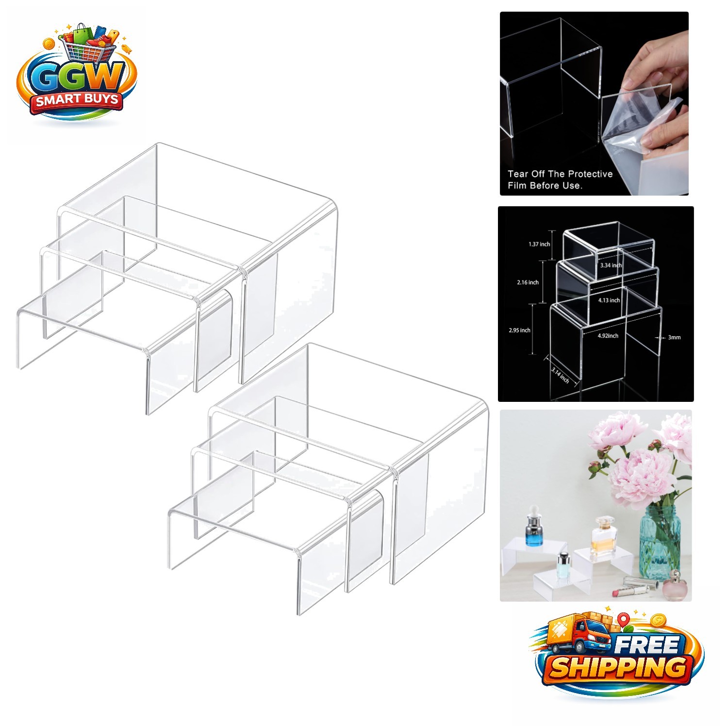 Clear Acrylic Display Risers – Elegant Stands for Cupcakes & Fine Jewelry