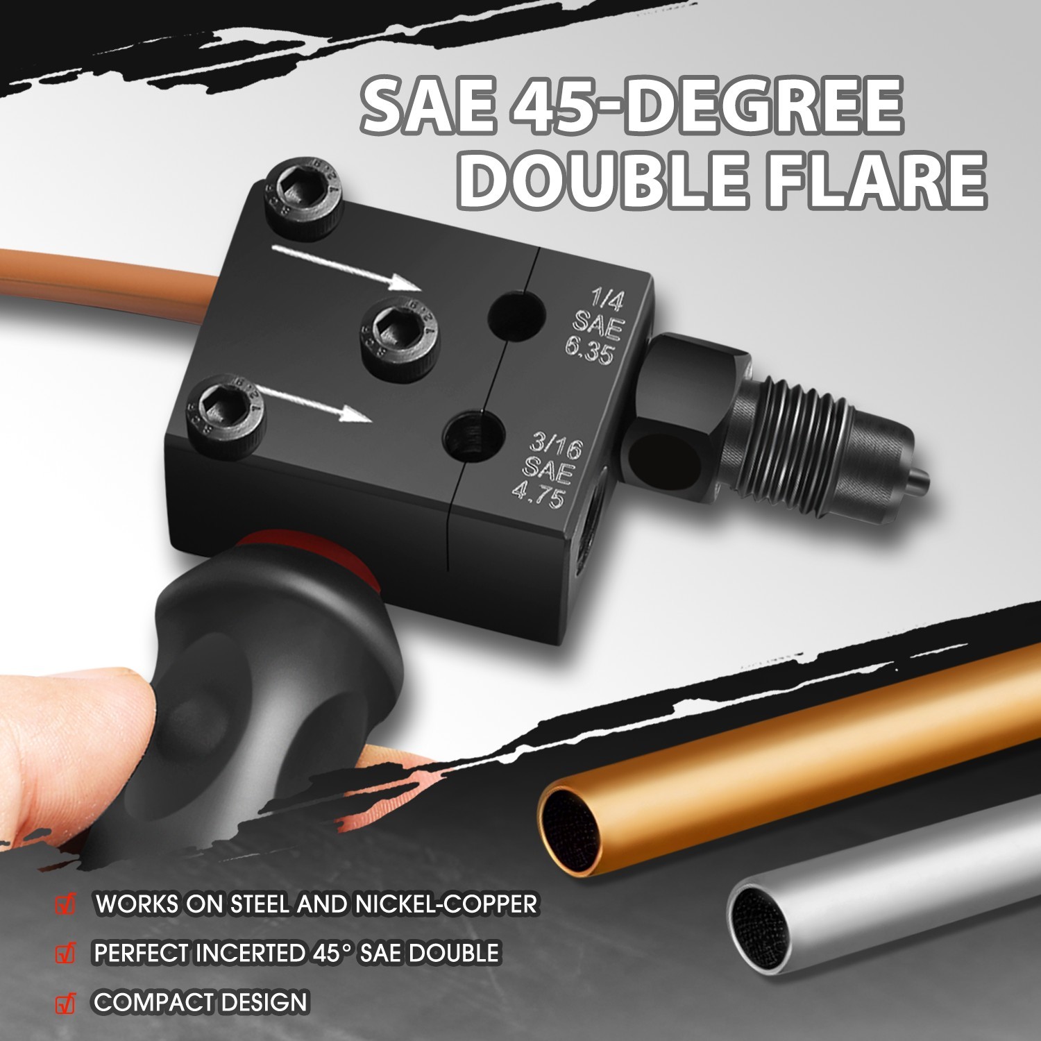 Carbon Steel Brake Flaring Tool Single Double Bubble Flares 3/16in & 1/4in Tube