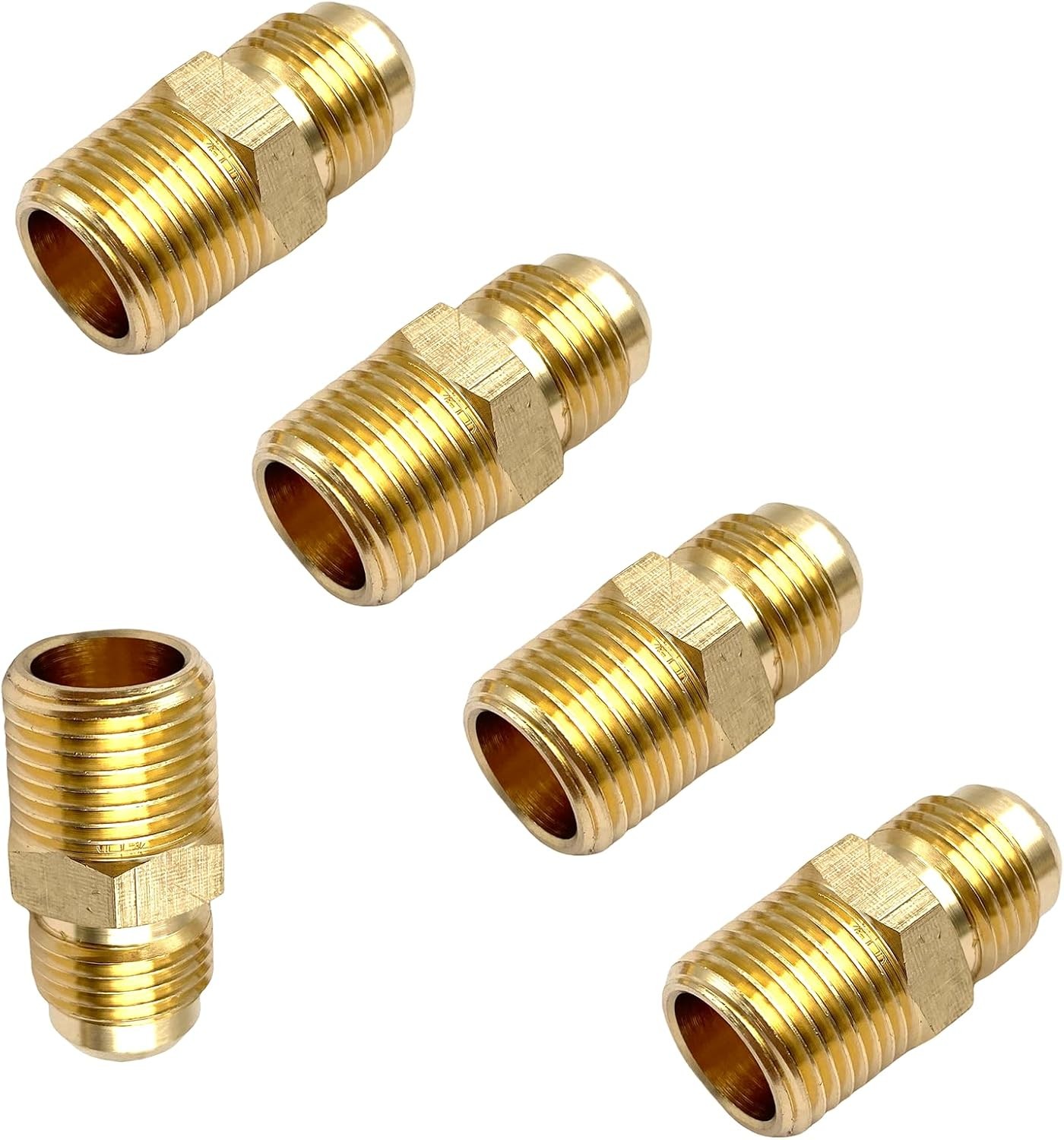 5Pcs 3/8″ NPT X 3/8 Flare Tube Fittings,3/8 Flare to 3/8 Inch Male NPT Brass Pip