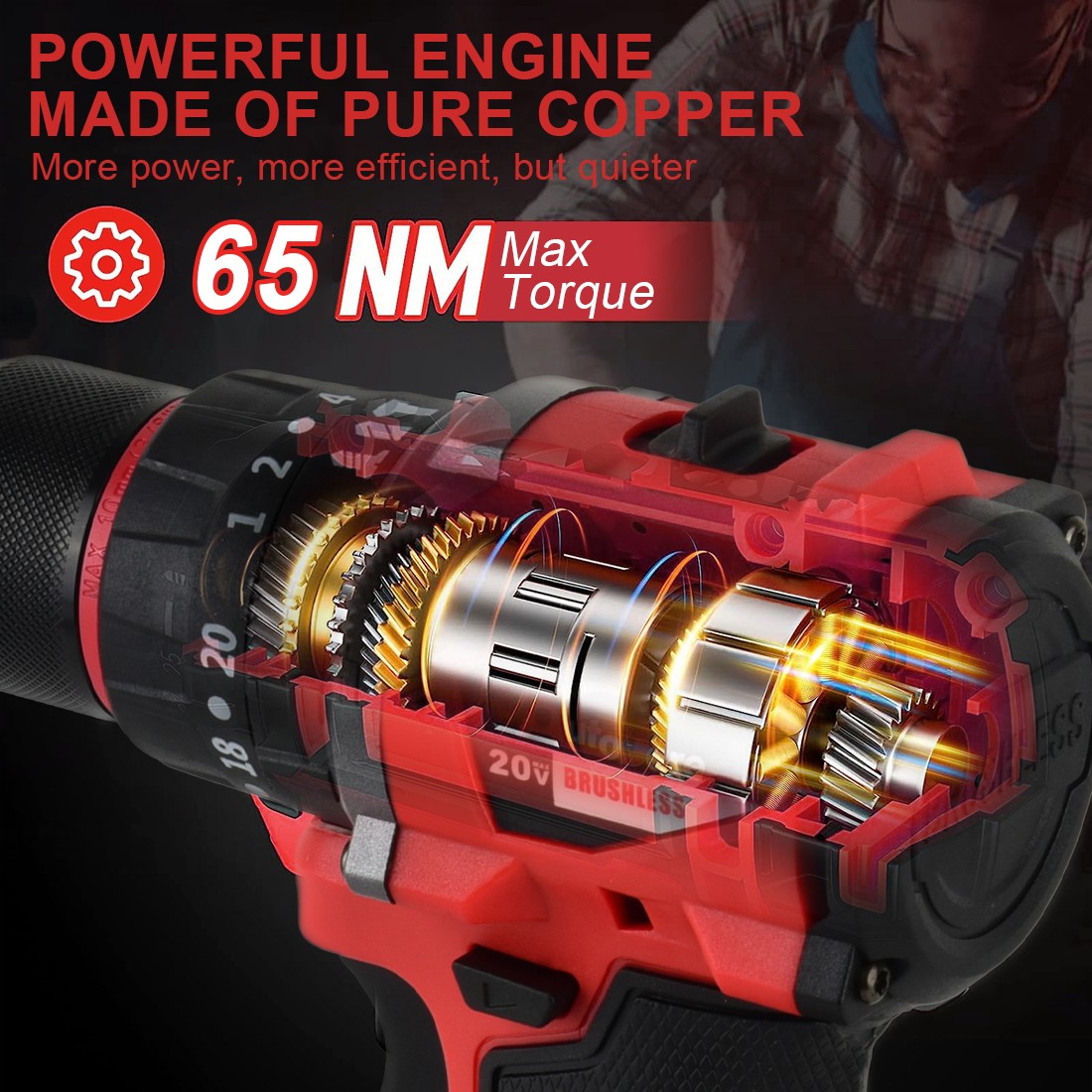 For Milwaukee 18V Battery Brushless Cordless Impact Hammer Drill Screwdriver
