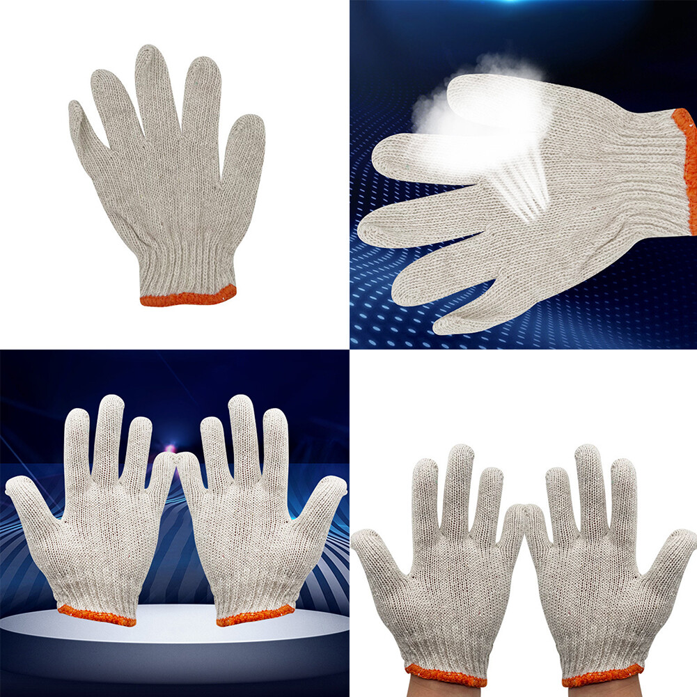 US 24-48 Pairs NATURAL WHITE STRING KNIT POLY COTTON WORK GLOVES Ultralight
