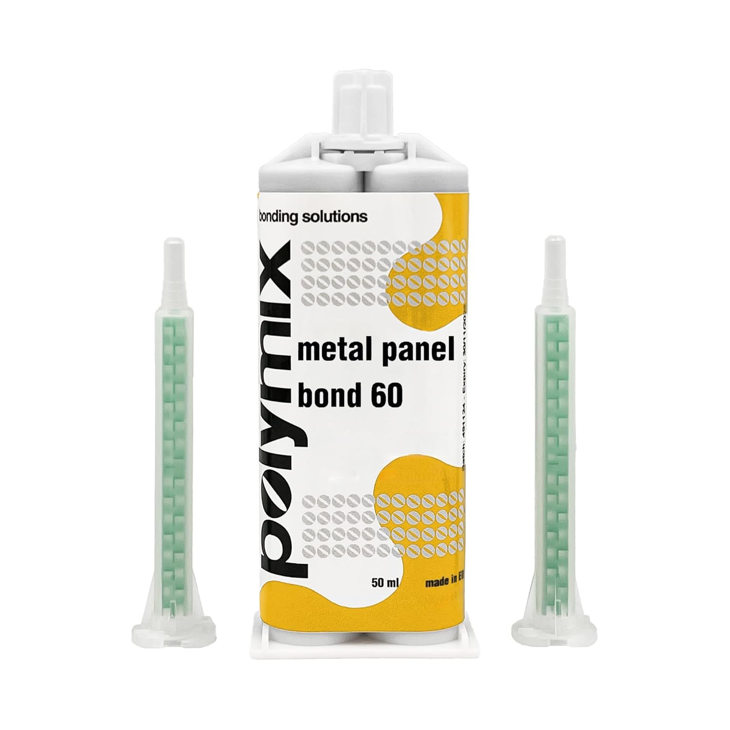 Polymix Metal Panel Bond 60 Adhesive 50Ml Cartridge & Two Application Mixing Noz