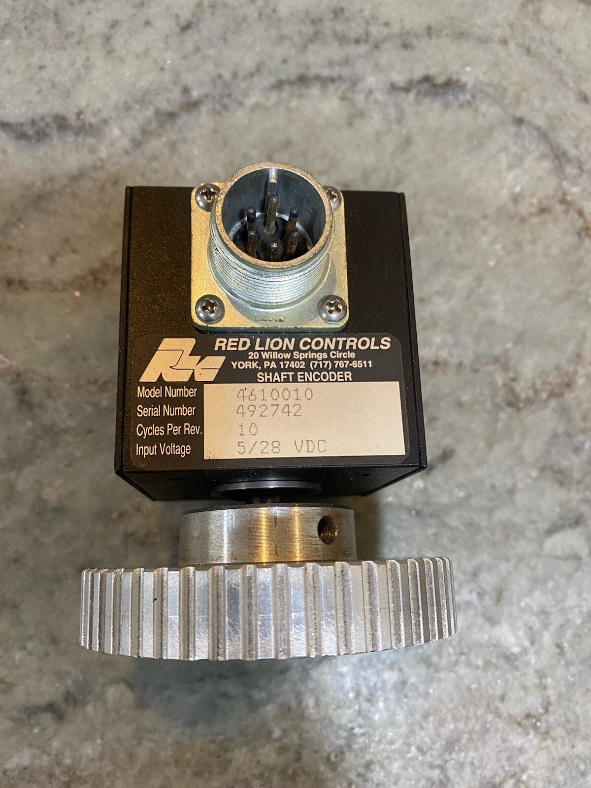 Red Lion Controls 460010 Shaft Encoder. Amphenol Cable, Timing Pulley And Belt