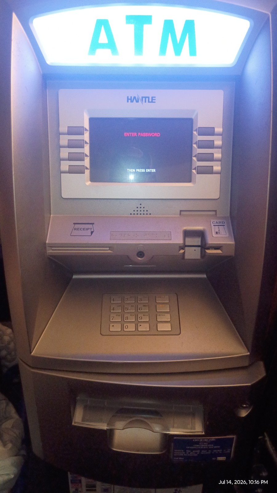 HANTLE ATM MACHINE 1700 And Sign