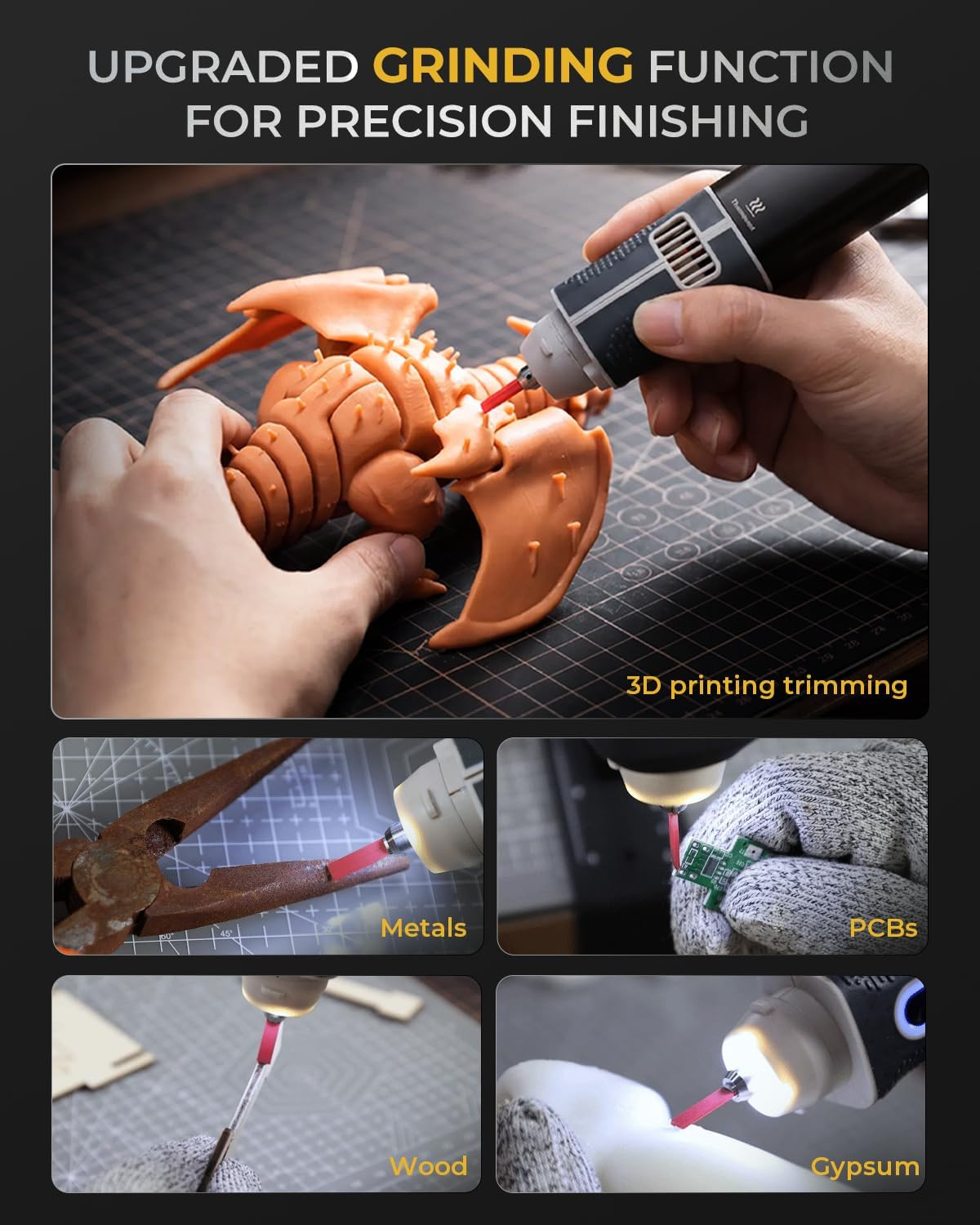 2-In-1 Wireless Ultrasonic Cutter, Cutting Grinding AI Auto Cooling 40Khz Vibrat