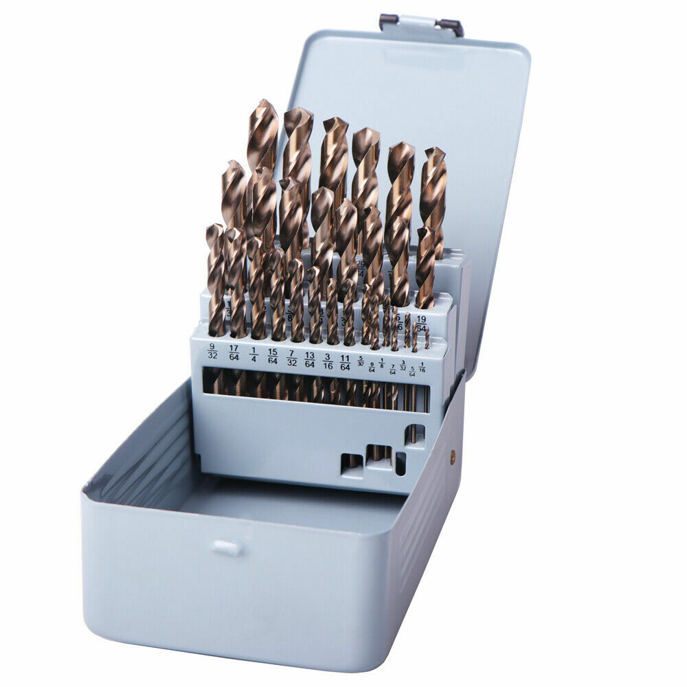 Drillforce 29PCS Drill Bit Set HSS M35 Cobalt Multi-Bits Metal Woodworking Tools
