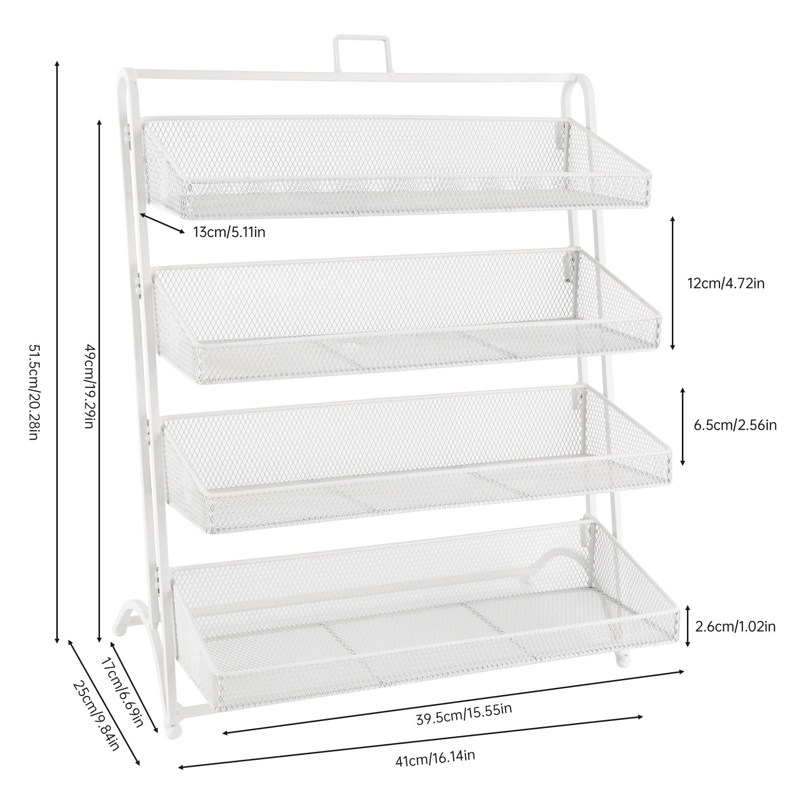 4 Tiers Candy Display Rack Retail Store Shelving Snack Storage Organizer White