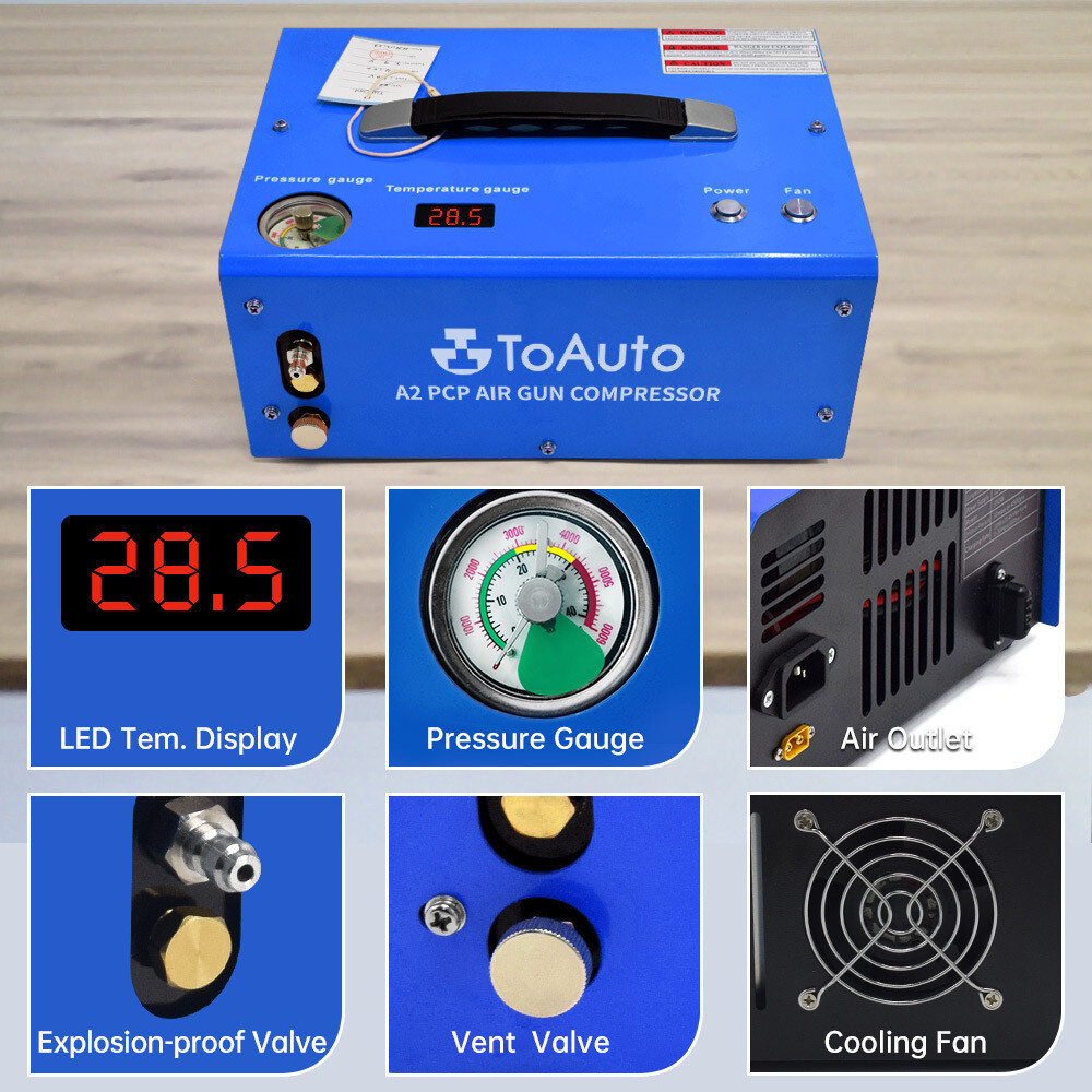 Portable 30MPA Auto-Stop 12V/110V PCP Air Compressor for Rifle Airgun Paintball