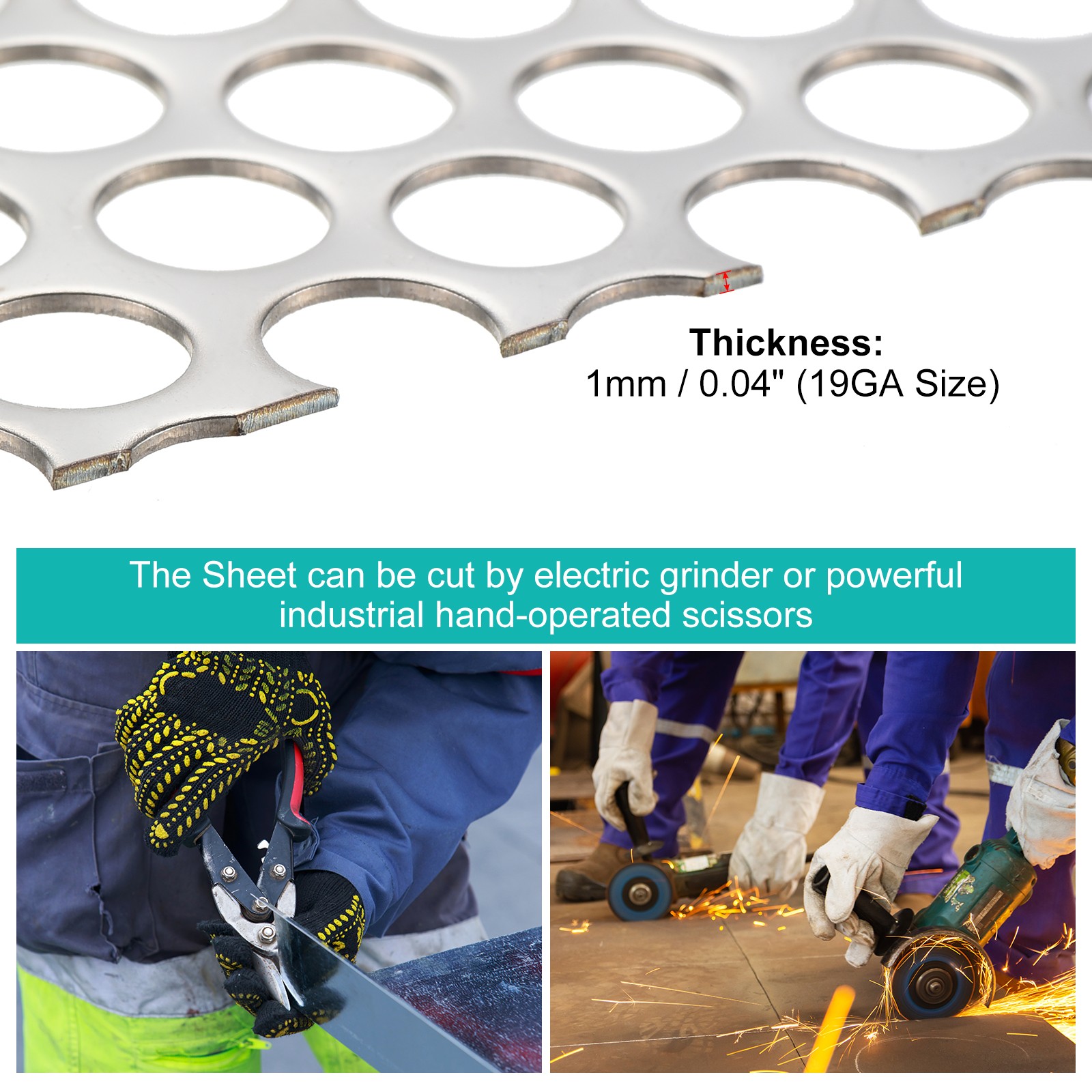 11.8″ x 5.9″ 304 Stainless Steel Perforated Sheet 0.39″ Hole 19GA Expanded Mesh