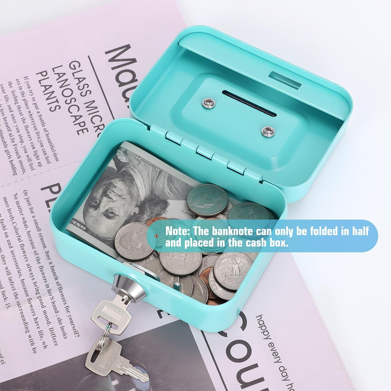 Cash Box with Lock Small Lock Box with Money Slot Mini Portable Safe Coin Box 4.
