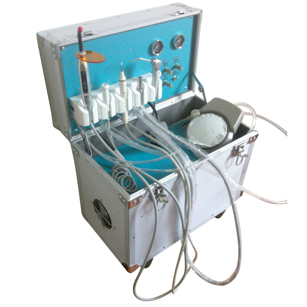 Portable Dental Mobile Delivery Unit Rolling Box Air Compressor Suction 4 Hole