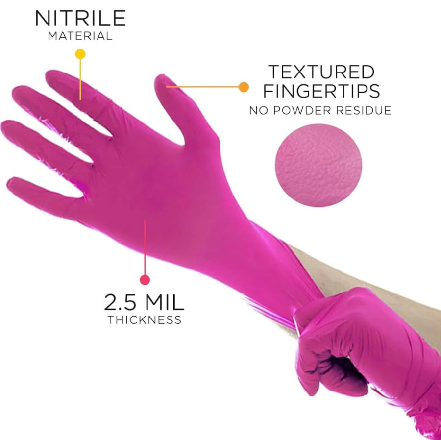 1200 Medium Pink Nitrile Exam Gloves, M, Aurelia Blush Latex Free Pwdr Free