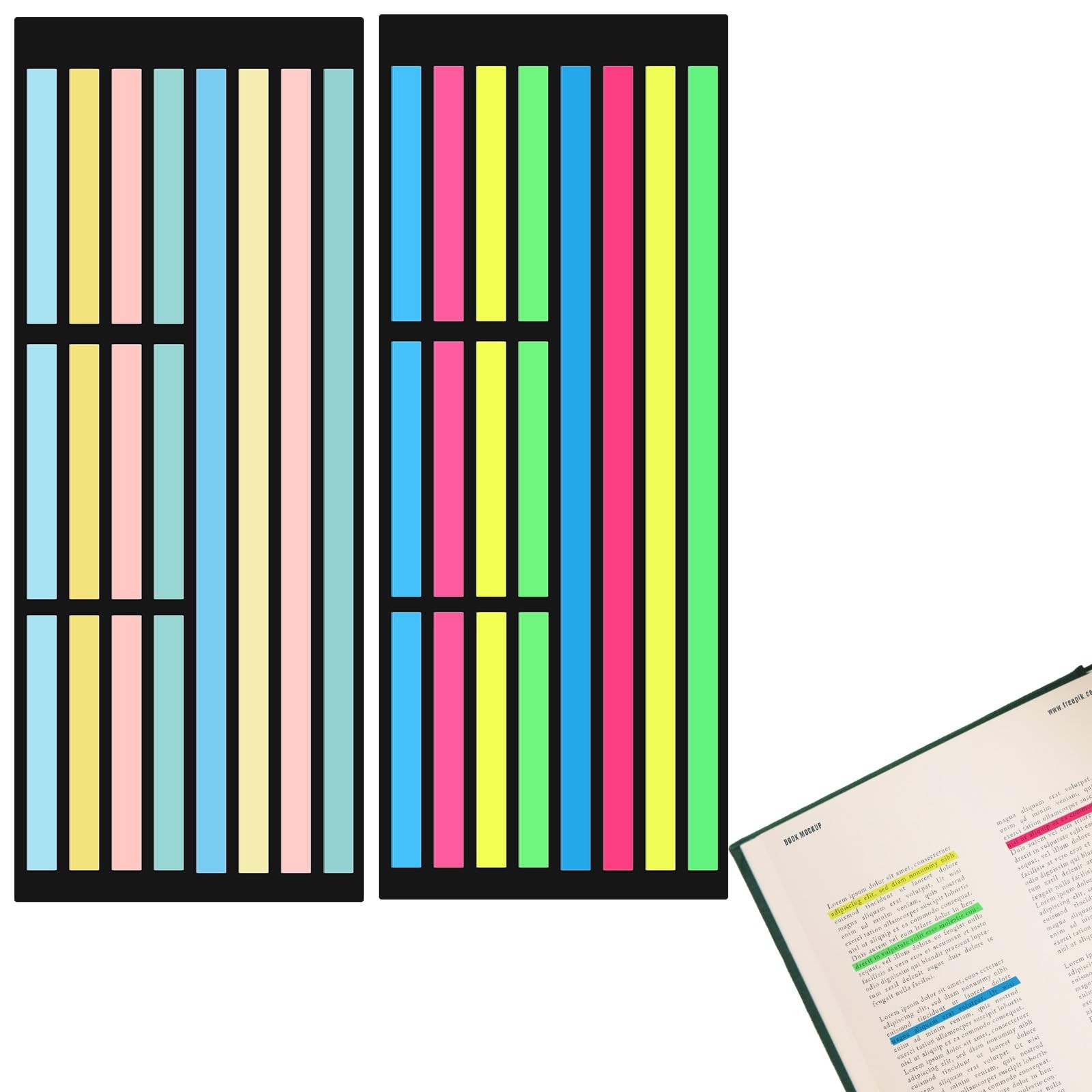 Removable Highlighter Tape Strips, Transparent Sticky Page Markers Tabs, Fluo…