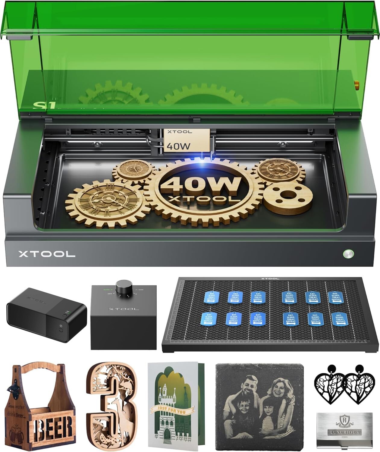 xTool S1 40W Laser Cutter, 600mm/s Speed Class 1 Laser Engraver, Basic Bundle