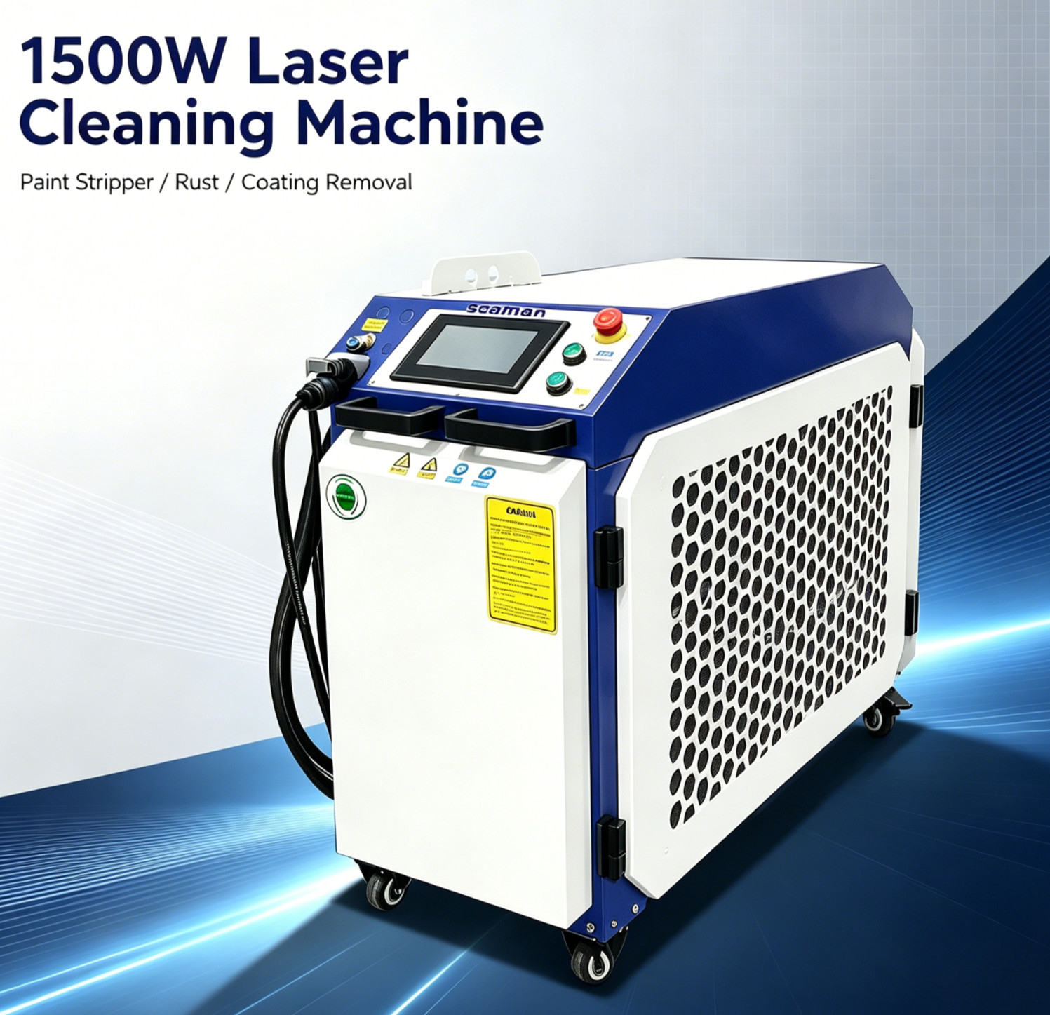1500W Industrial Handheld Laser Rust Remover Metal Oxide Paint Coating Stripping