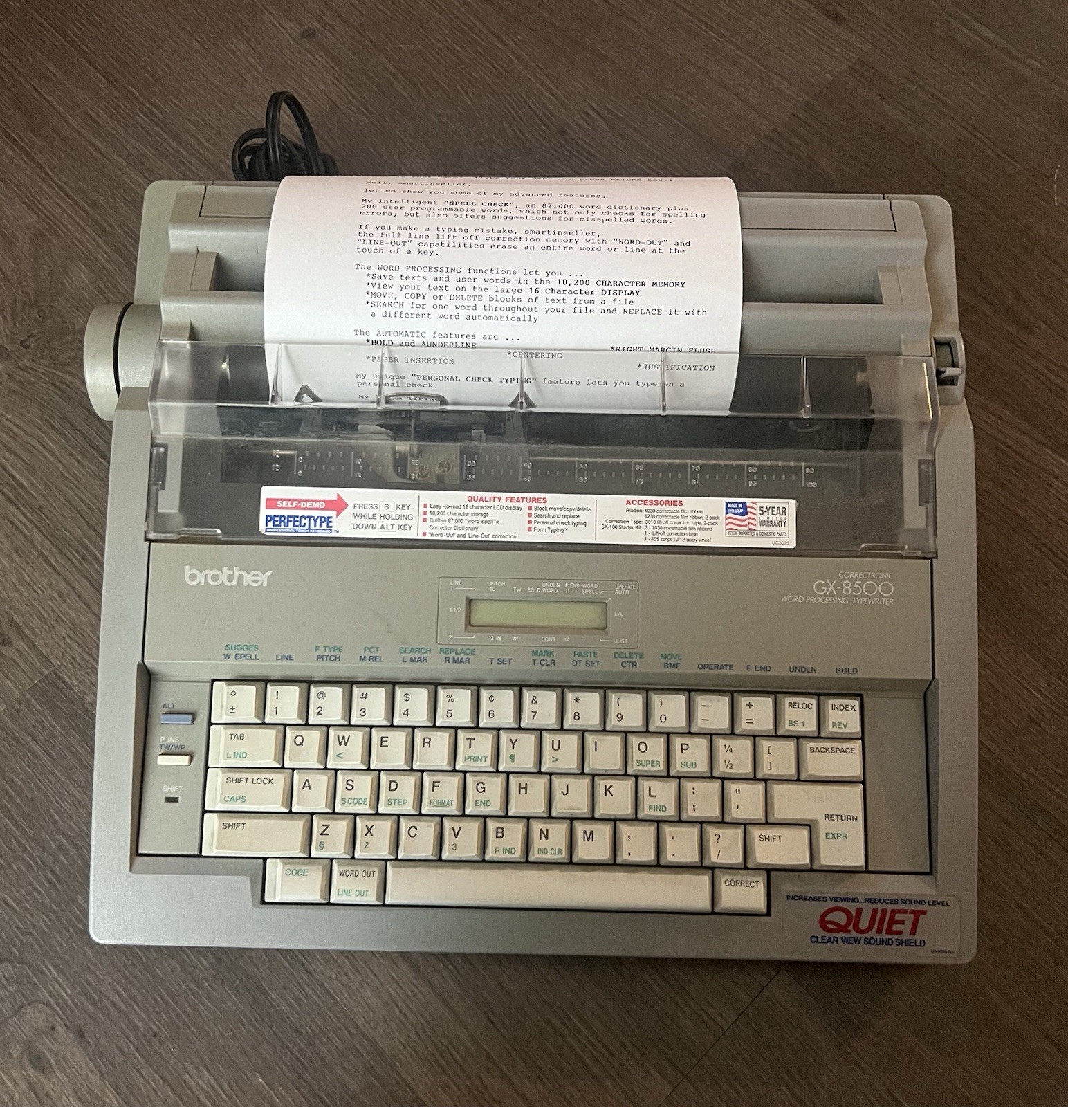 Brother GX-8500 Correctronic Word Processing Electric Portable Typewriter TESTED