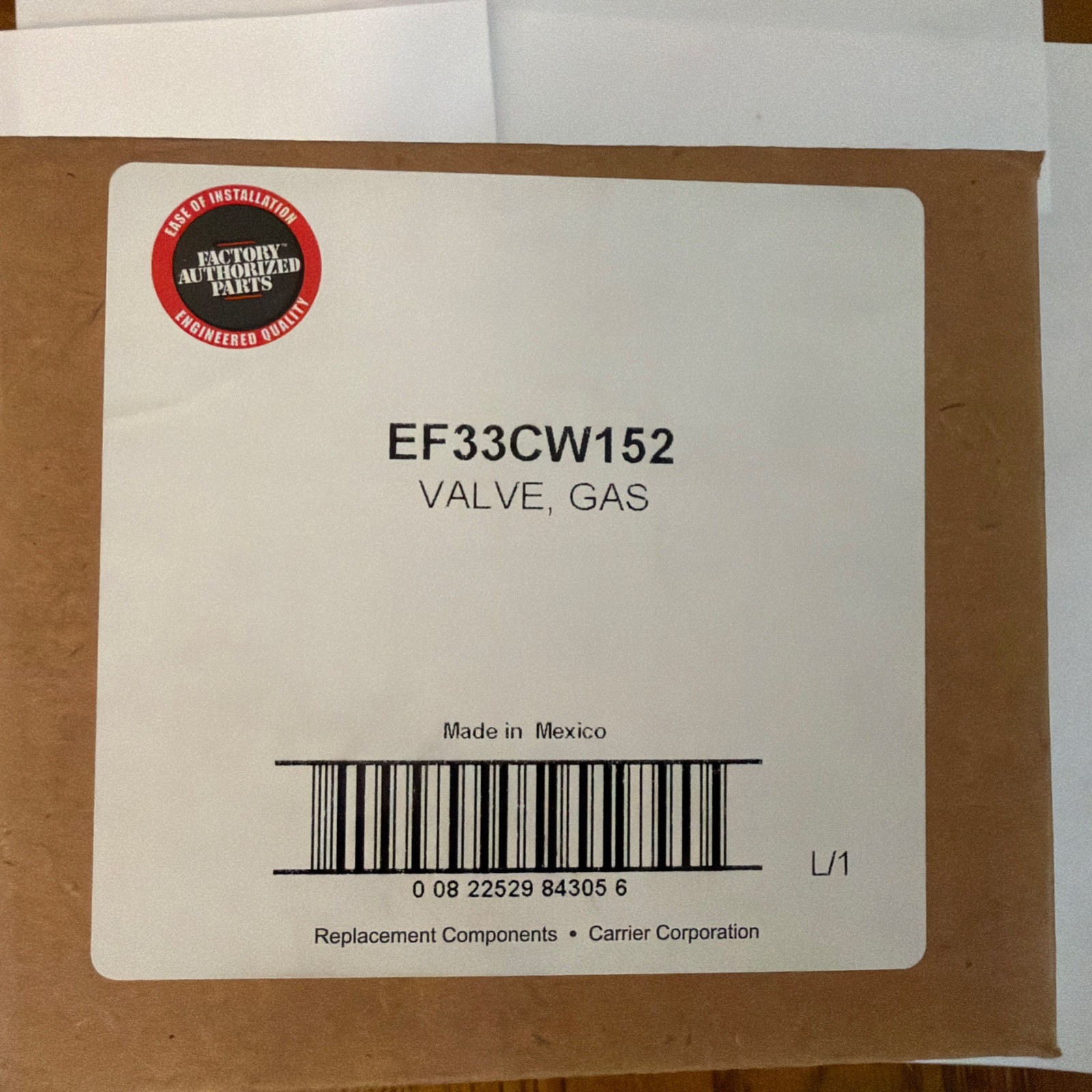 Carrier EF33CW152 Gas Valve OEM 24V 1.5/ 3.5 W.C. Open Box 2 stage gasvavle