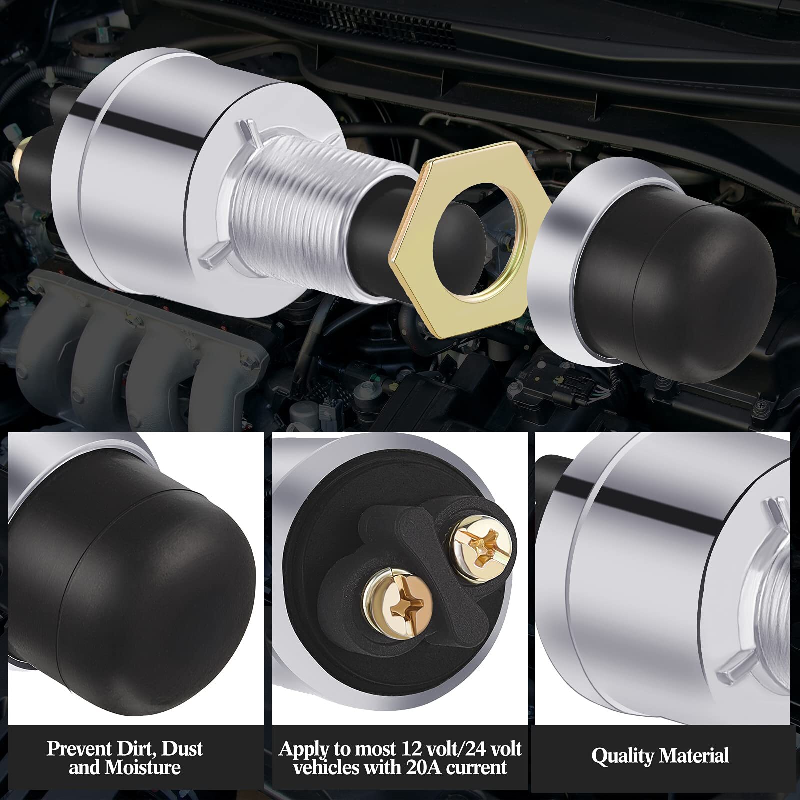 Engine Start Push Button Momentary 12V and 24V Waterproof Push Button Switch …